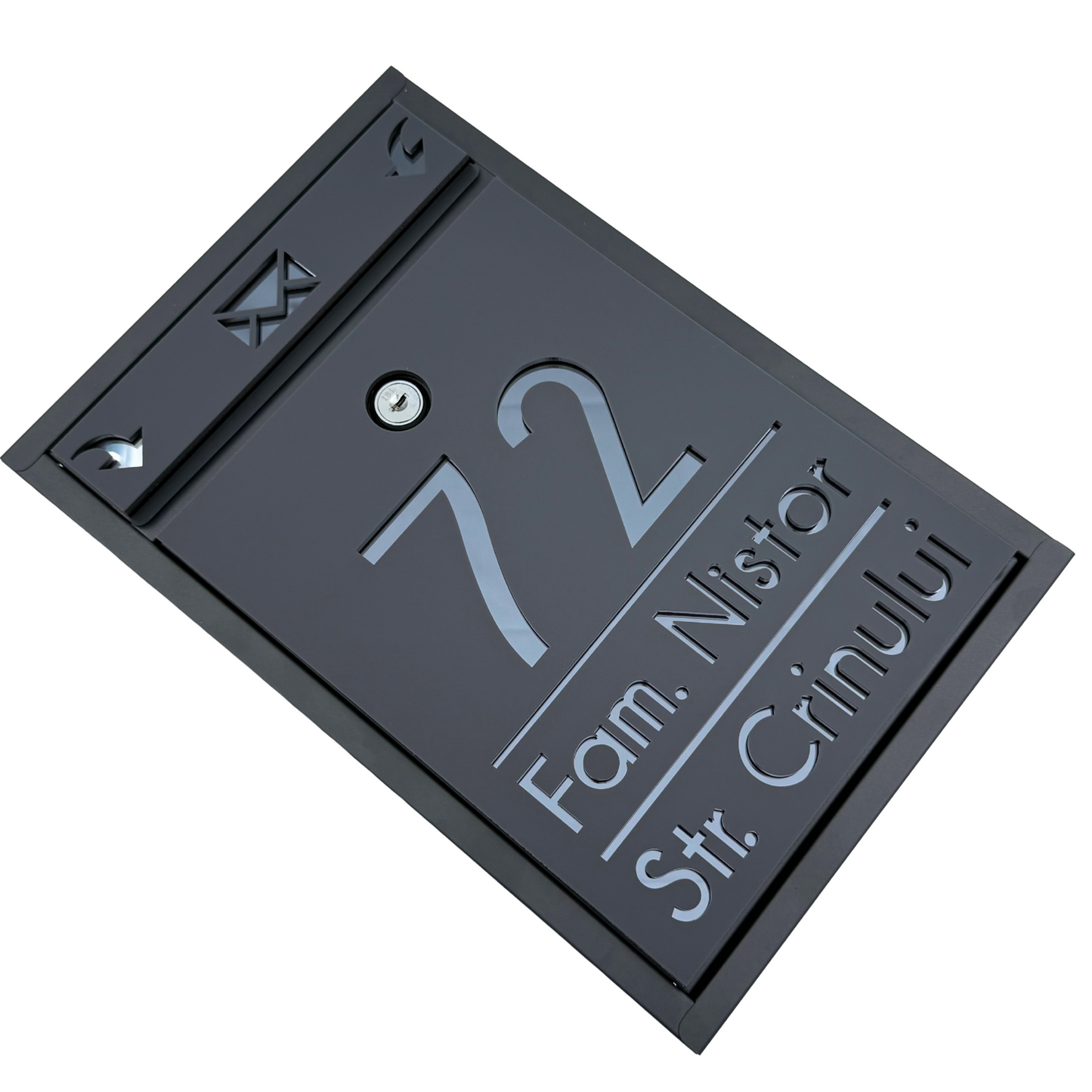 CUSTOM MAIL BOX - Satin Grey Anthracite Grey Mirror - 32x22×9 cm
