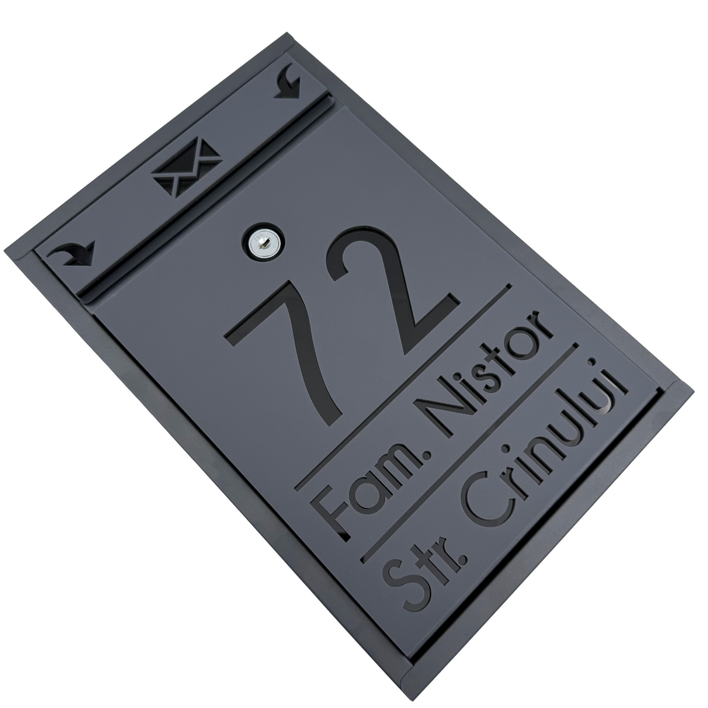 CUSTOM MAIL BOX - Satin Anthracite Grey Glossy Black - 32x22×9 cm