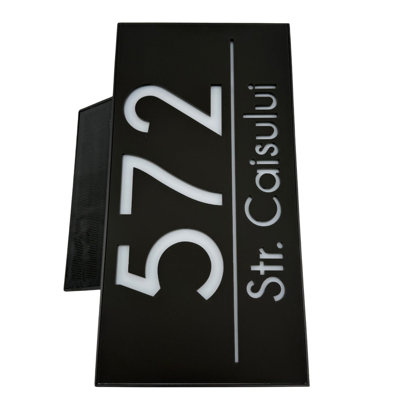 PREMIUM HOUSE NUMBER - Satin Black Solar Led Case - 30×15 cm