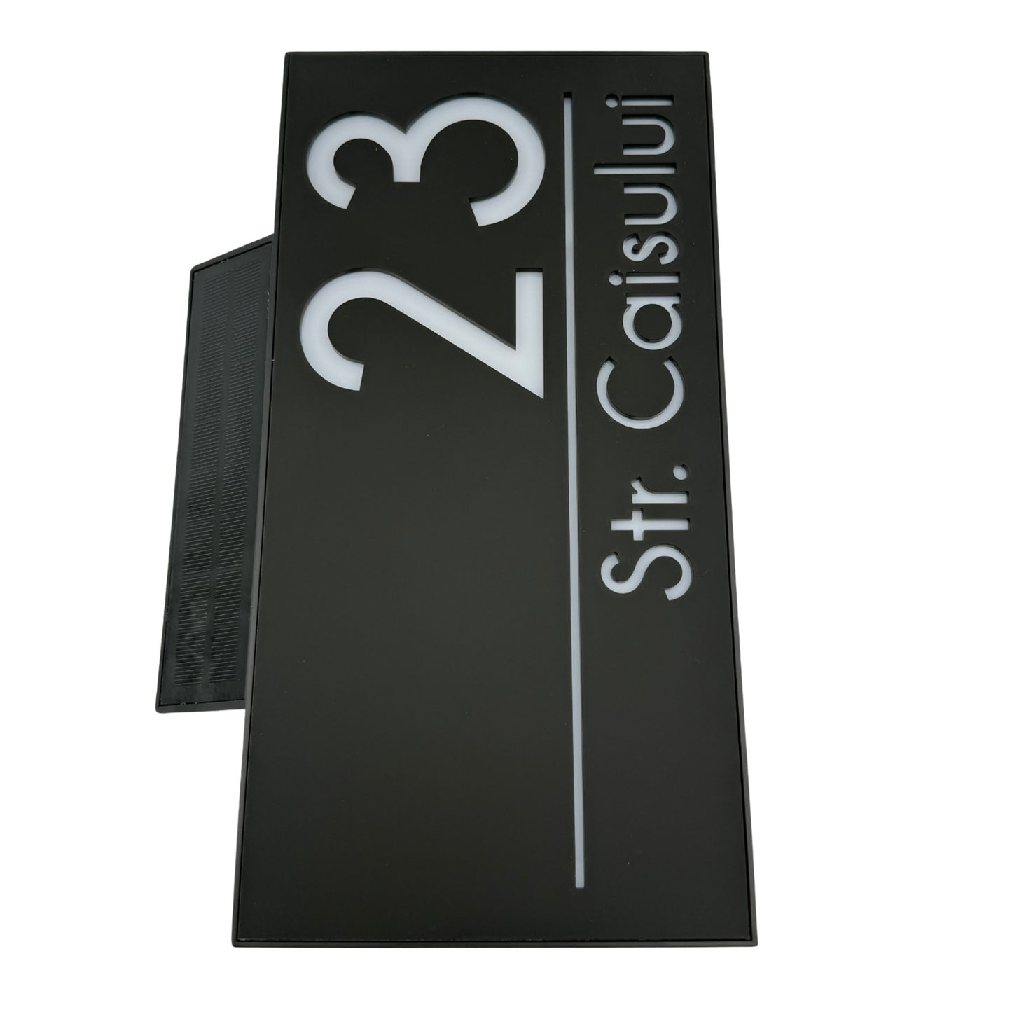 PREMIUM HOUSE NUMBER - Satin Black Solar Led Case - 30×15 cm