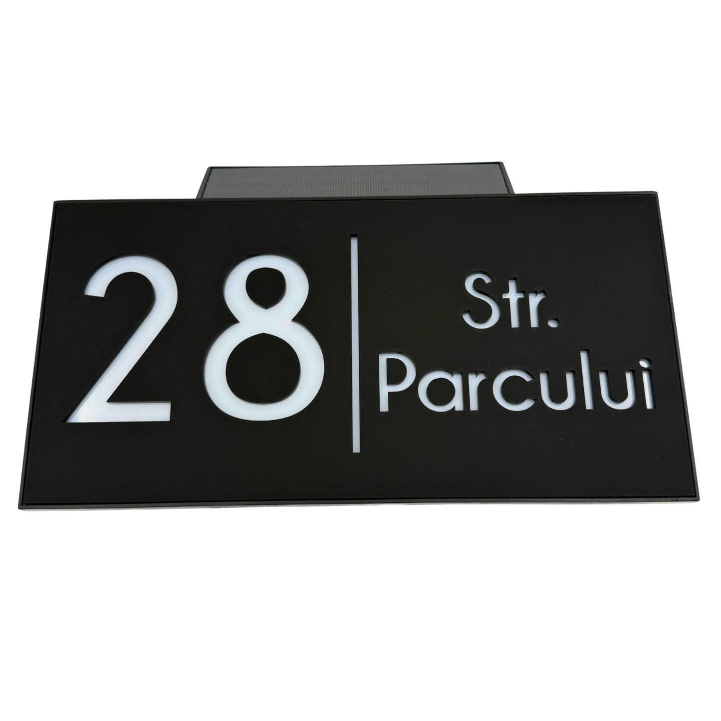 PREMIUM HOUSE NUMBER - Satin Black Solar Led Case - 30×15 cm