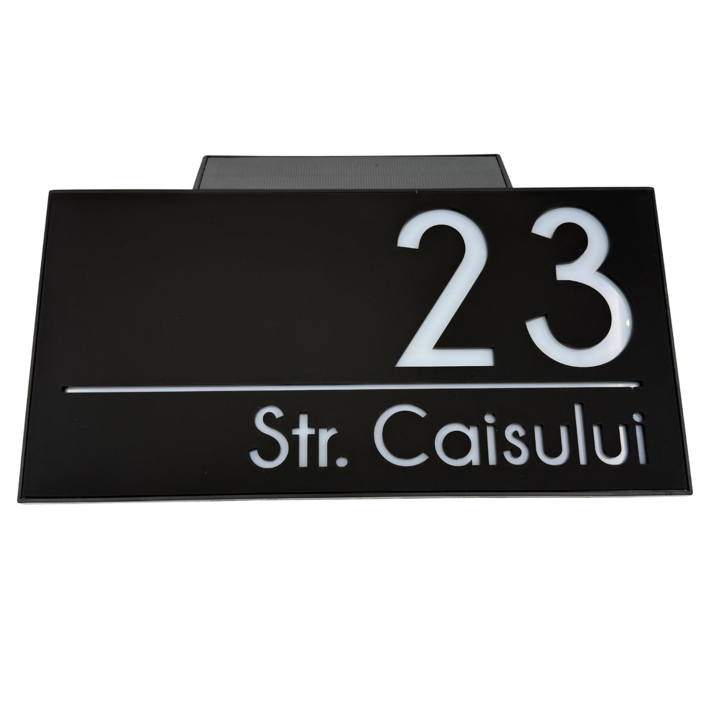 PREMIUM HOUSE NUMBER - Satin Black Solar Led Case - 30×15 cm