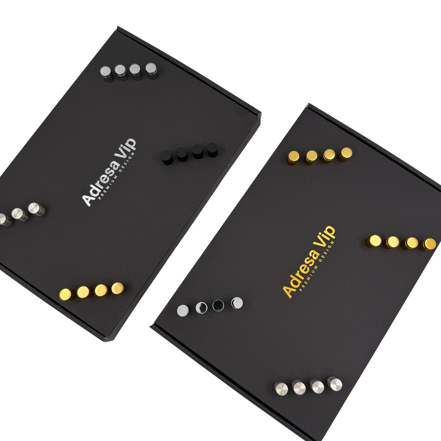 PREMIUM HOUSE NUMBER - Glossy Black Gold Mirror 4 Spacers NeGreyi - 28×15 cm