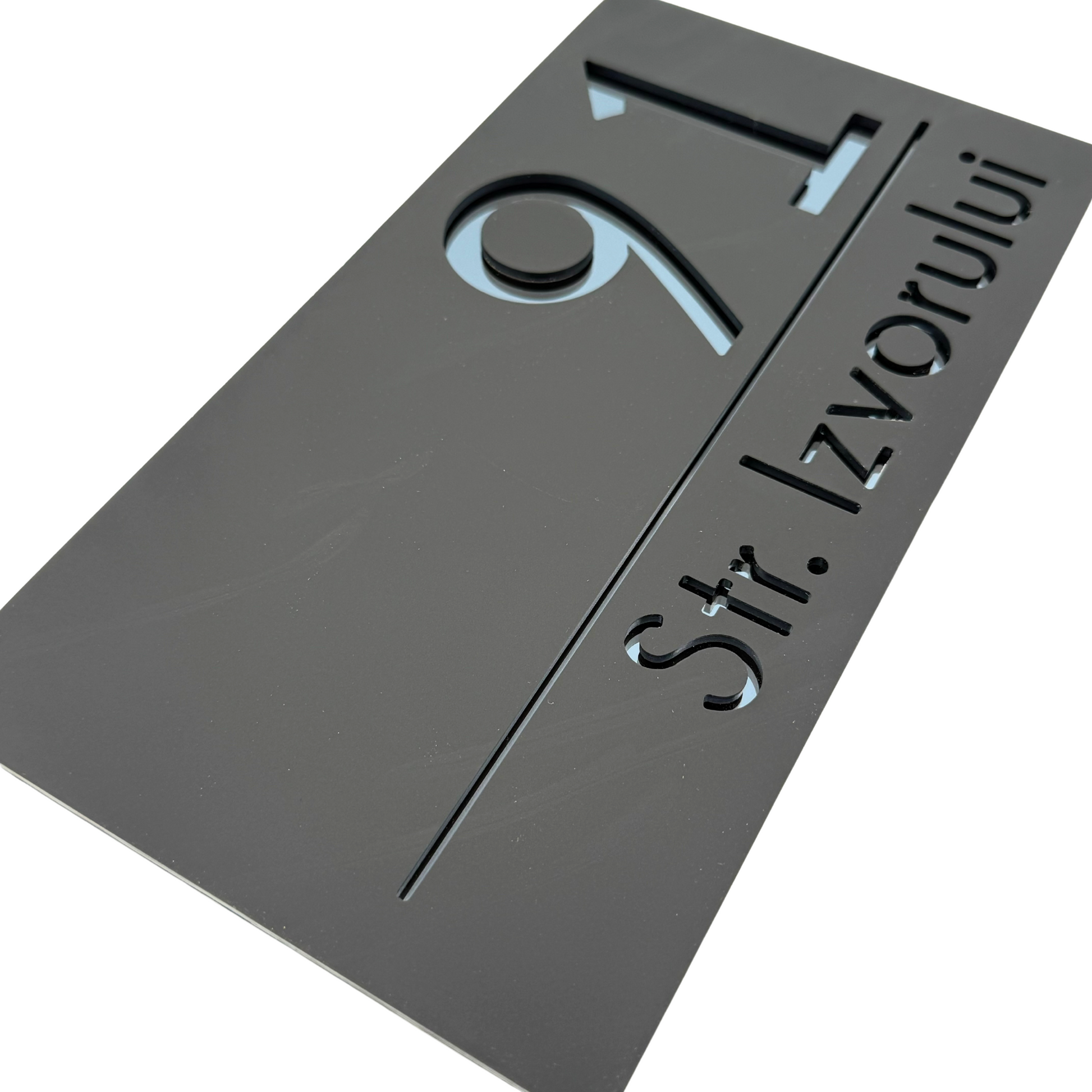 PREMIUM HOUSE NUMBER - Satin Black Anthracite Grey Mirror - 28×15 cm