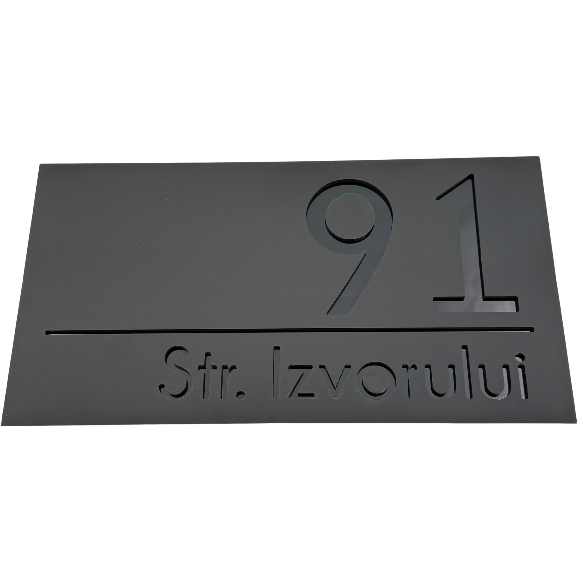 PREMIUM HOUSE NUMBER - Satin Black Glossy Black - 28×15 cm