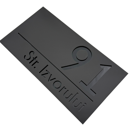 PREMIUM HOUSE NUMBER - Satin Black Glossy Black - 28×15 cm