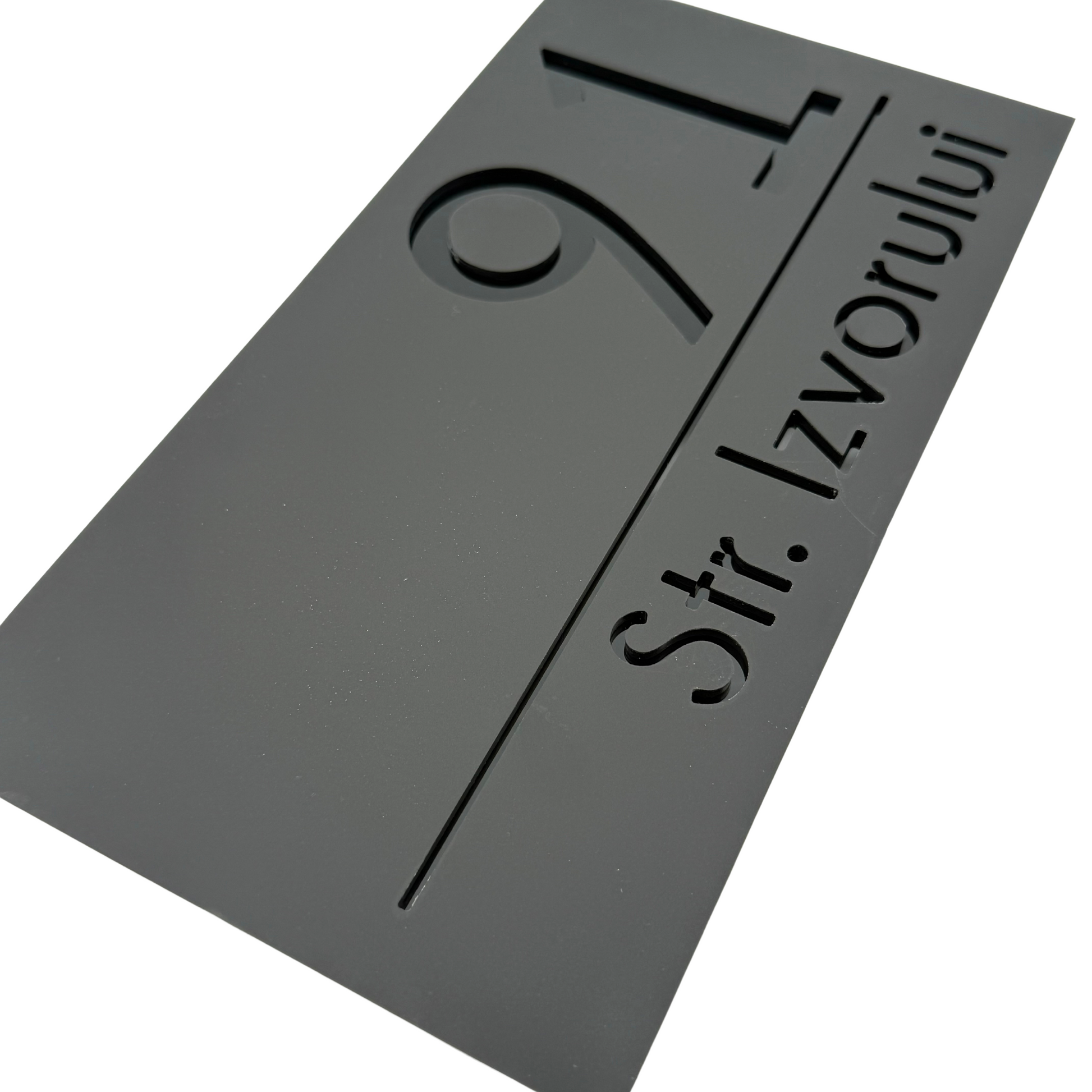 PREMIUM HOUSE NUMBER - Satin Black Glossy Black - 28×15 cm