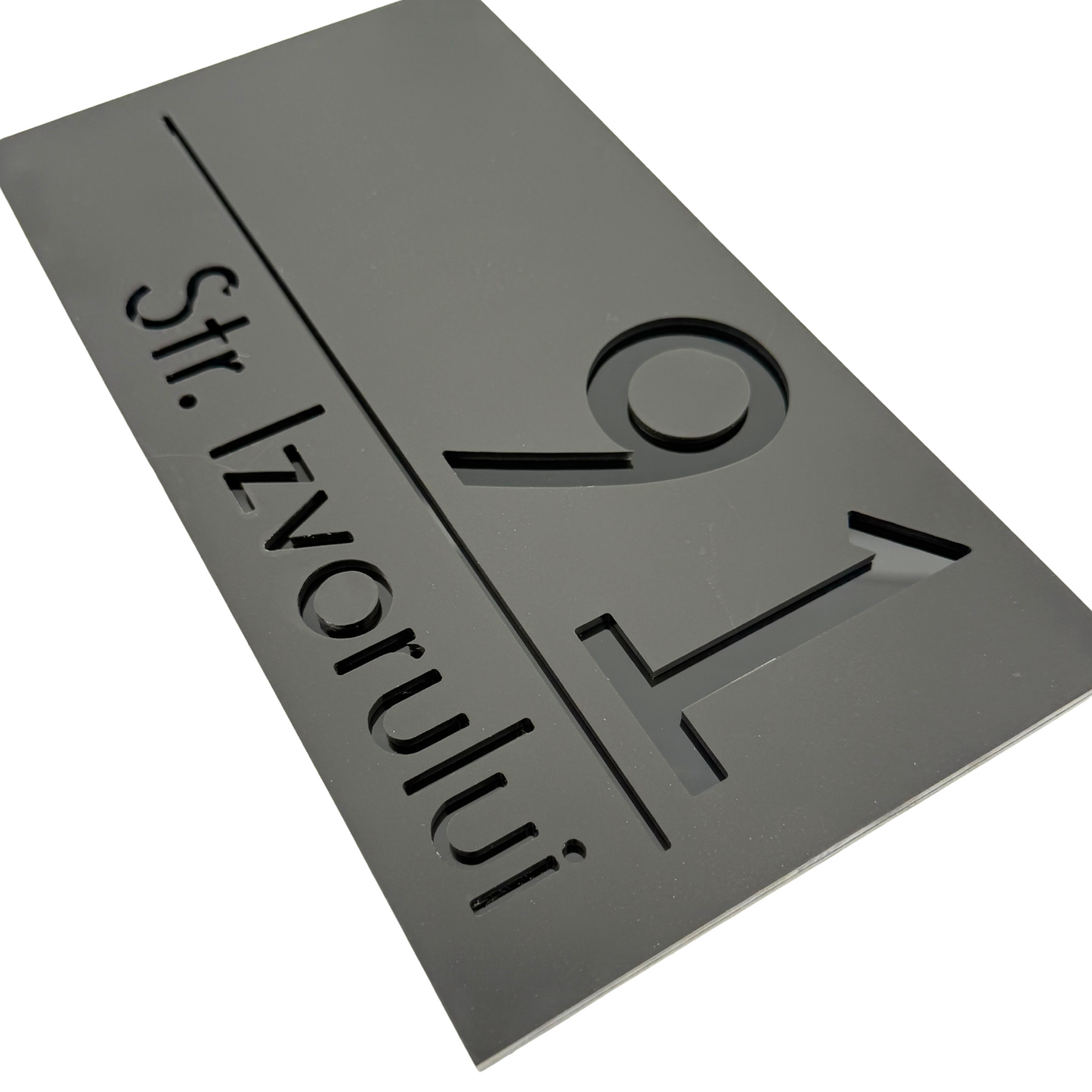 PREMIUM HOUSE NUMBER - Satin Black Glossy Black - 28×15 cm