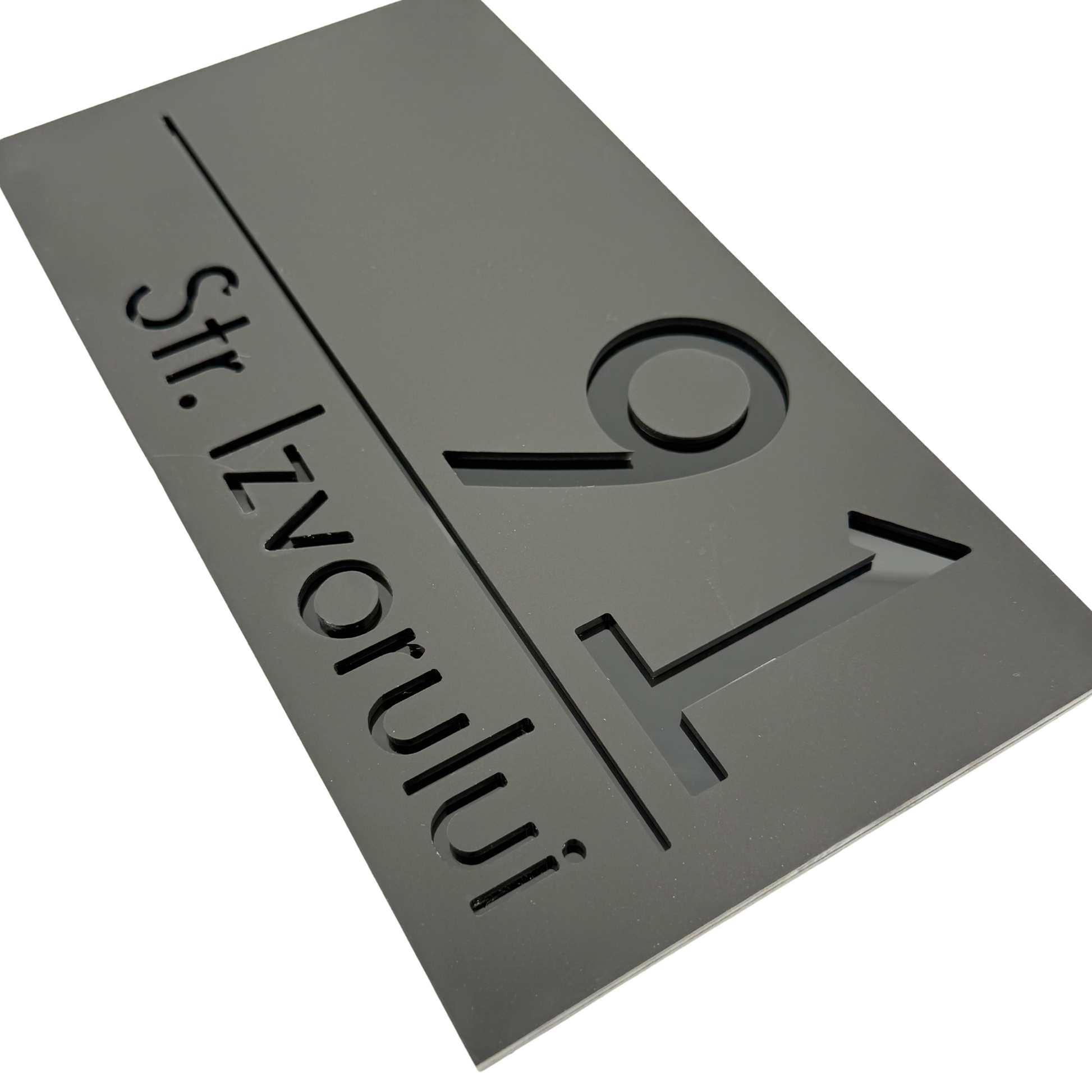 PREMIUM HOUSE NUMBER - Satin Black Glossy Black - 28×15 cm