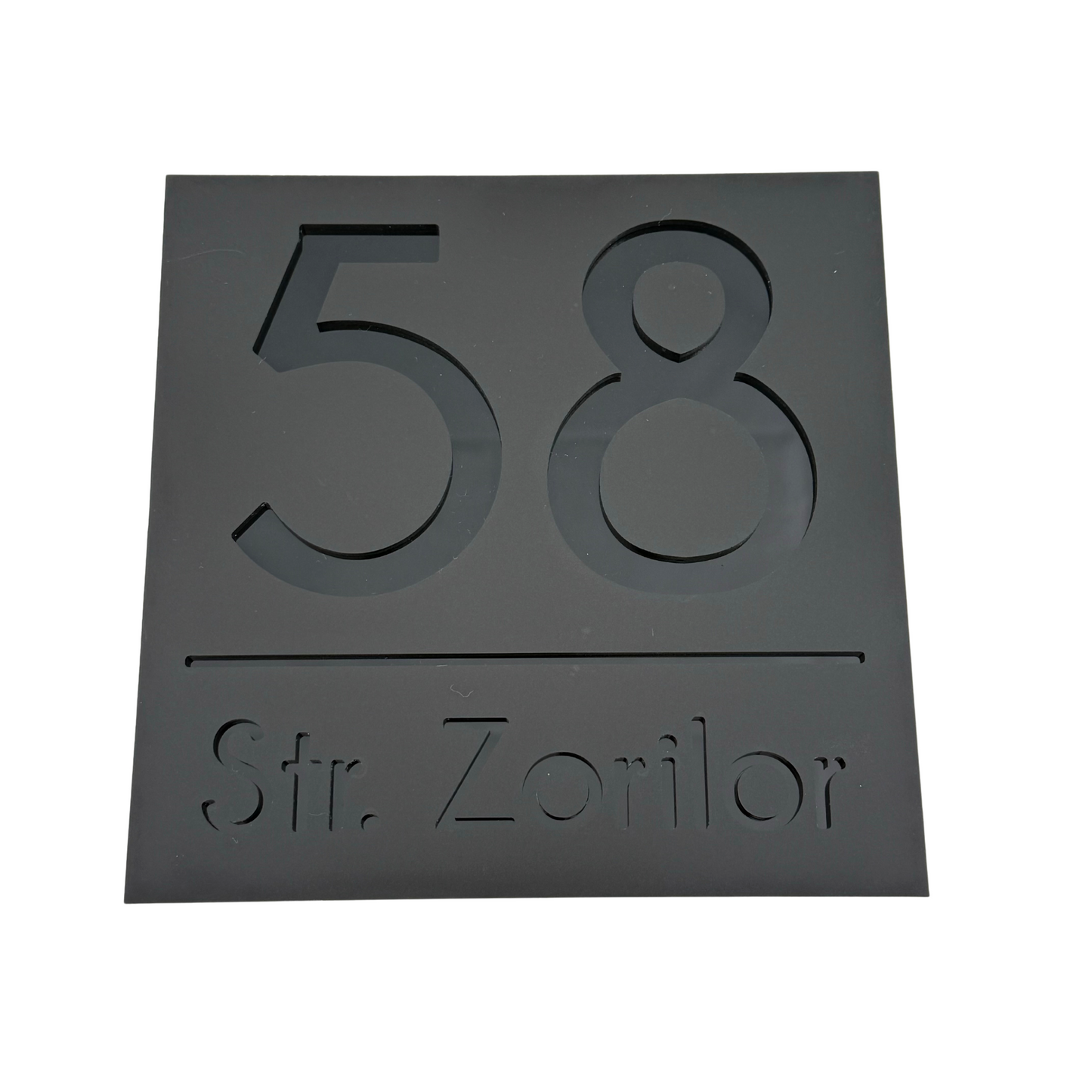 PREMIUM HOUSE NUMBER - Satin Black Glossy Black - 17×17 cm