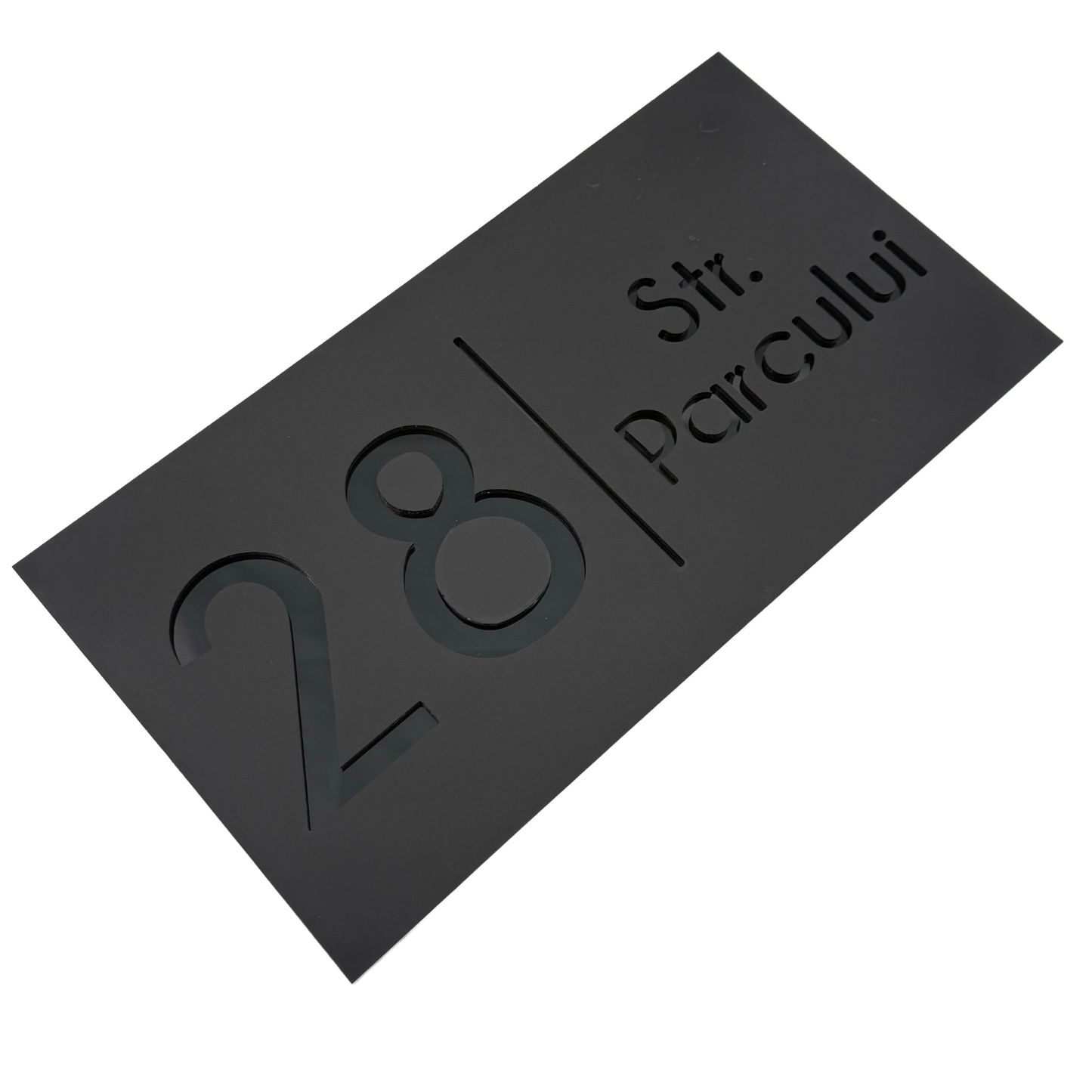 PREMIUM HOUSE NUMBER - Satin Black Glossy Black - 28×15 cm