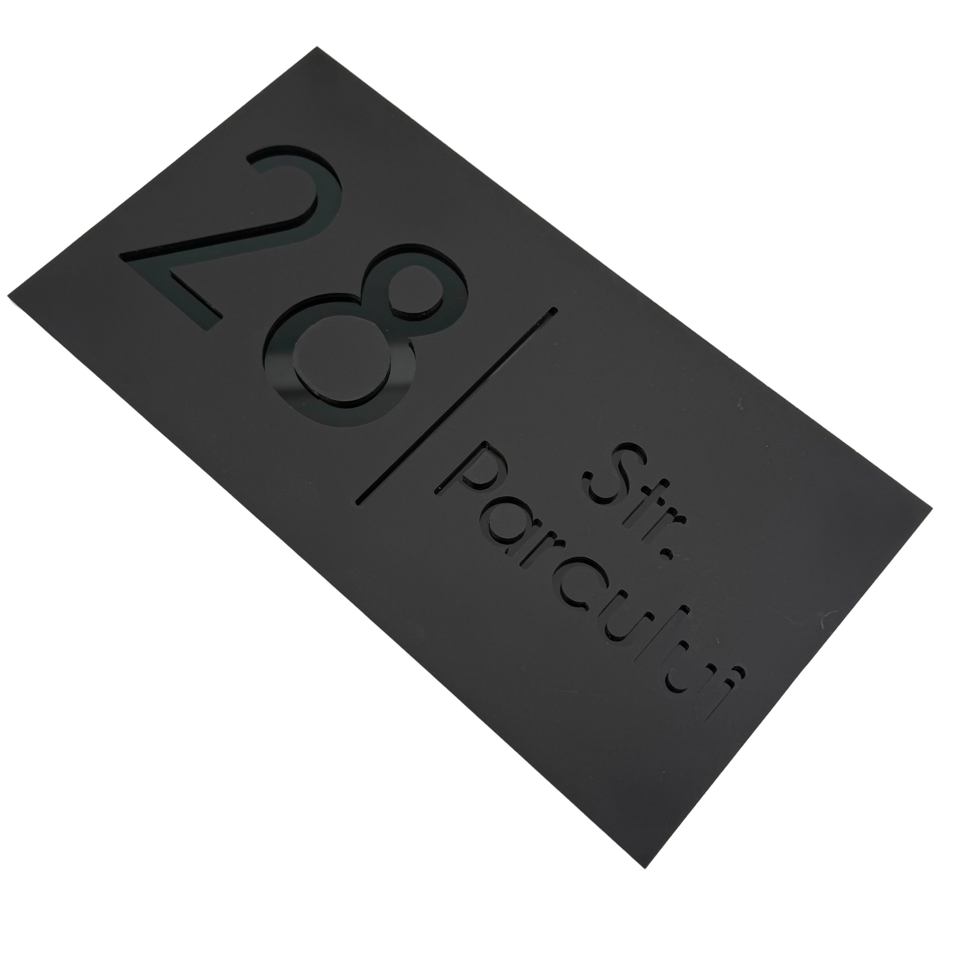 PREMIUM HOUSE NUMBER - Satin Black Glossy Black - 28×15 cm