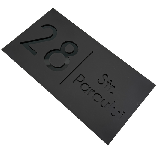 PREMIUM HOUSE NUMBER - Satin Black Glossy Black - 28×15 cm