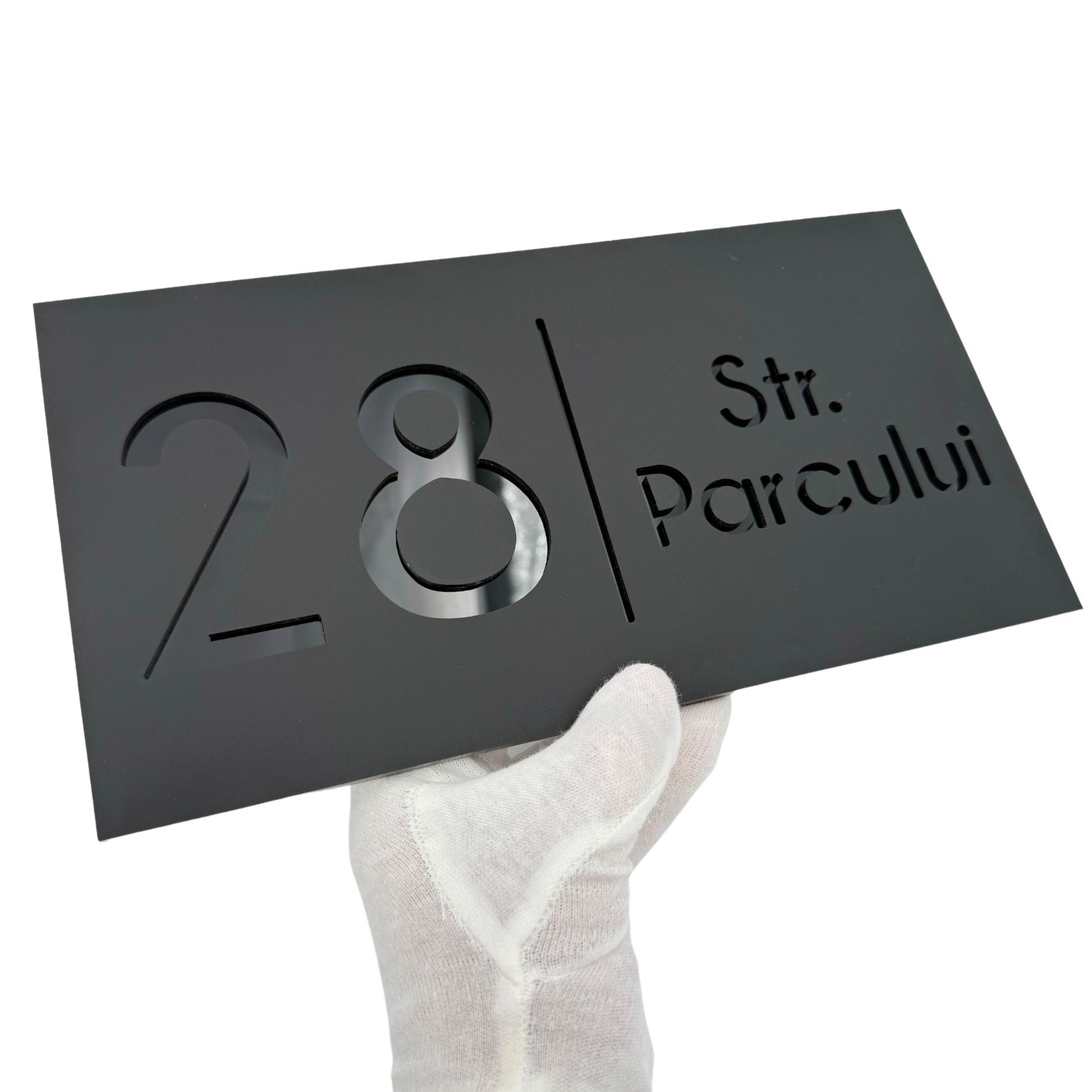 PREMIUM HOUSE NUMBER - Satin Black Glossy Black - 28×15 cm
