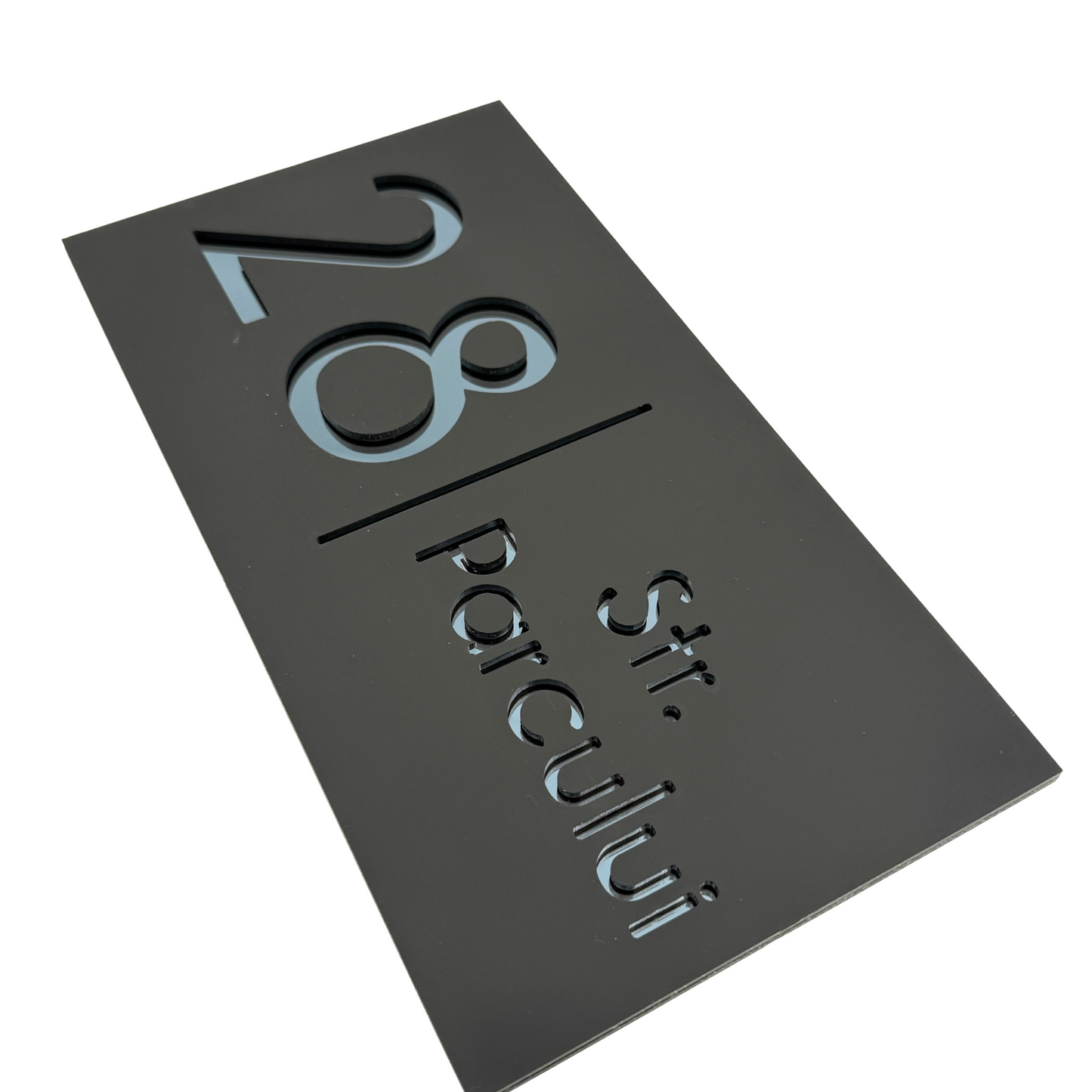 PREMIUM HOUSE NUMBER - Satin Black Anthracite Grey Mirror - 28×15 cm