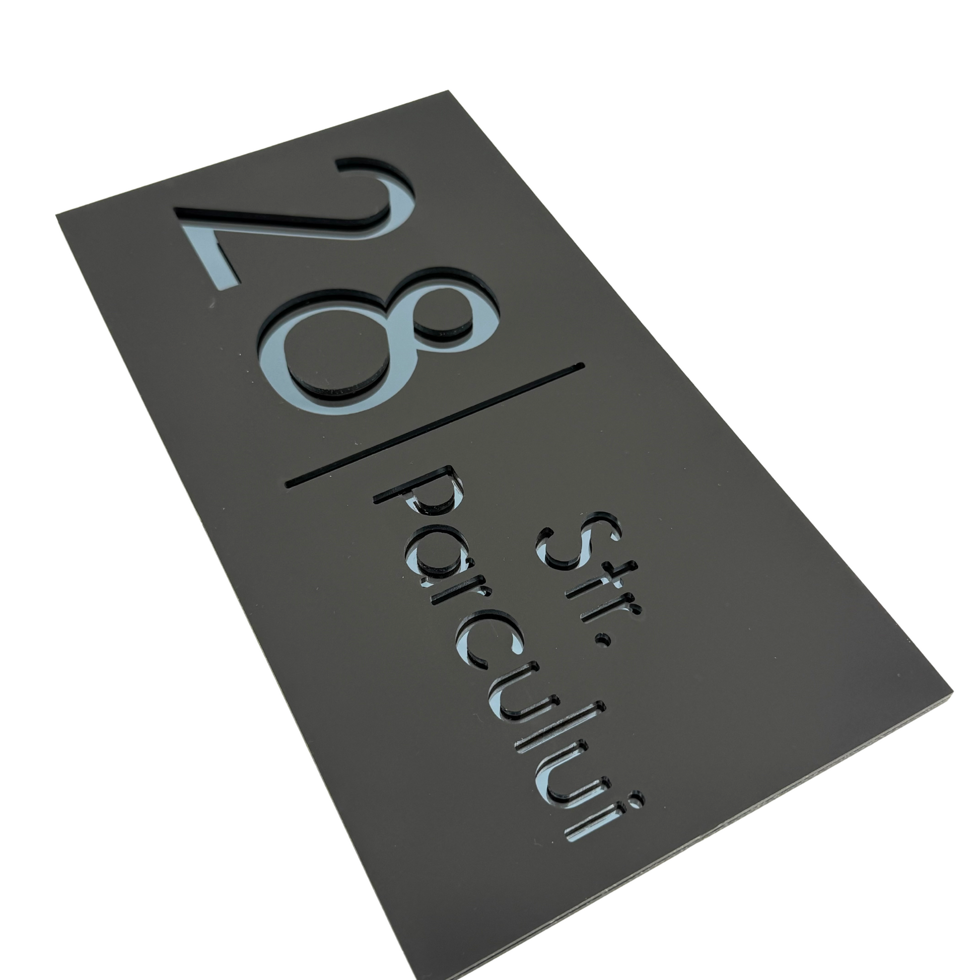 PREMIUM HOUSE NUMBER - Satin Black Anthracite Grey Mirror - 28×15 cm