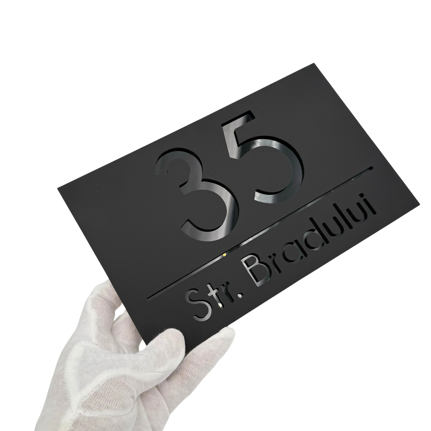 PREMIUM HOUSE NUMBER - Satin Black Glossy Black - 24×15 cm