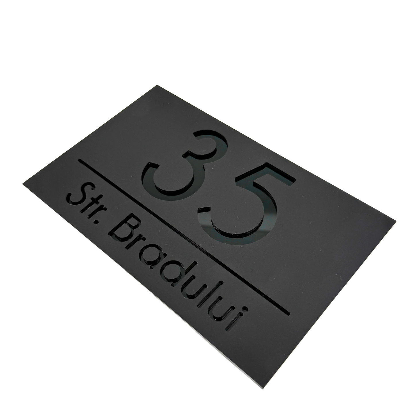 PREMIUM HOUSE NUMBER - Satin Black Glossy Black - 24×15 cm