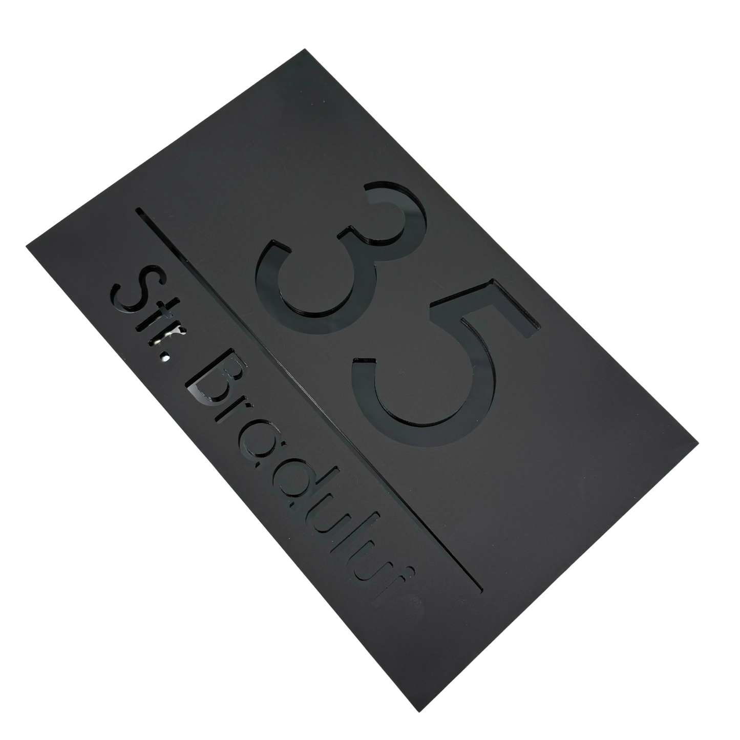 PREMIUM HOUSE NUMBER - Satin Black Glossy Black - 24×15 cm