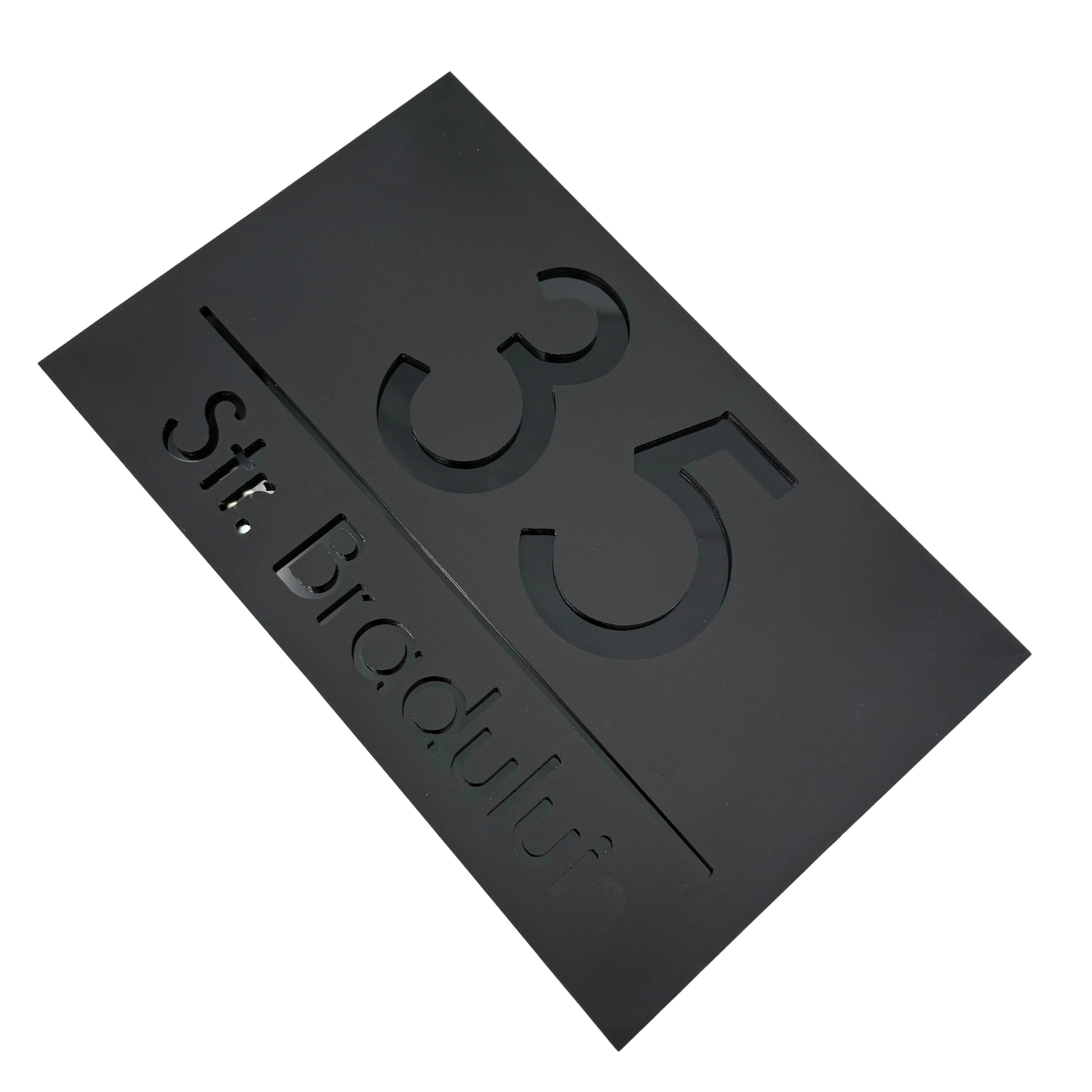 PREMIUM HOUSE NUMBER - Satin Black Glossy Black - 24×15 cm