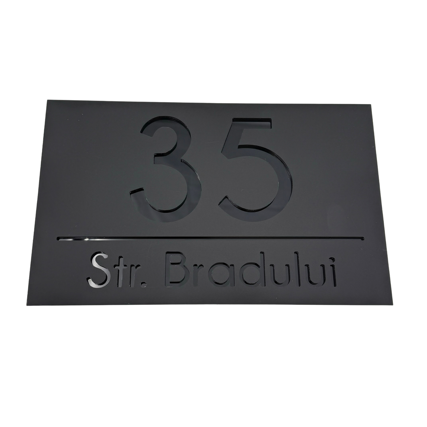 PREMIUM HOUSE NUMBER - Satin Black Glossy Black - 24×15 cm