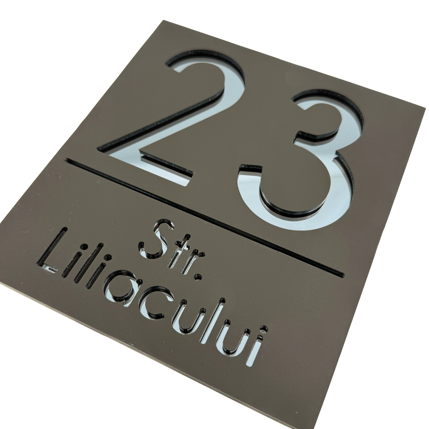 PREMIUM HOUSE NUMBER - Satin Black Anthracite Grey Mirror - 18×16 cm