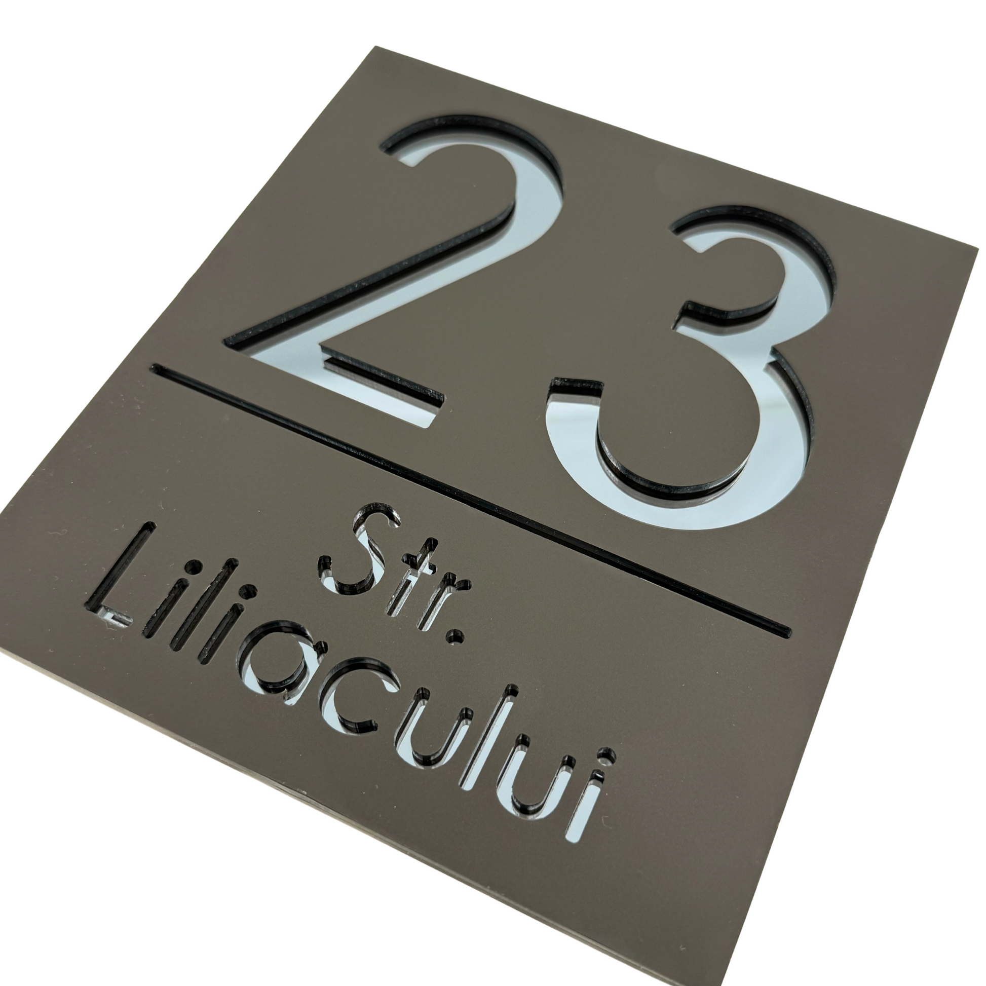 PREMIUM HOUSE NUMBER - Satin Black Anthracite Grey Mirror - 18×16 cm