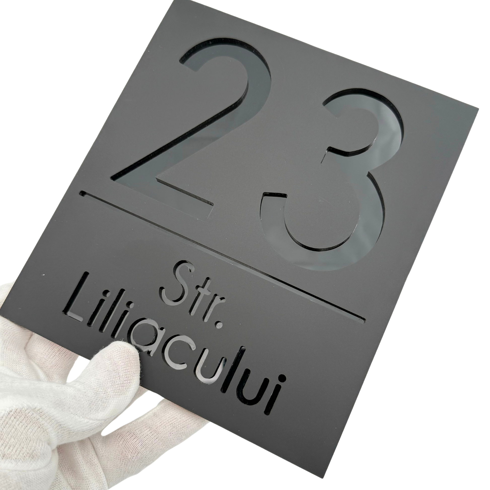 PREMIUM HOUSE NUMBER - Satin Black Glossy Black - 18×16 cm