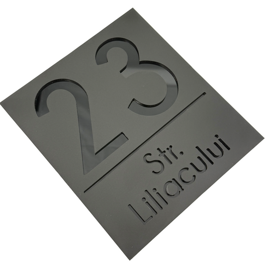 PREMIUM HOUSE NUMBER - Satin Black Glossy Black - 18×16 cm