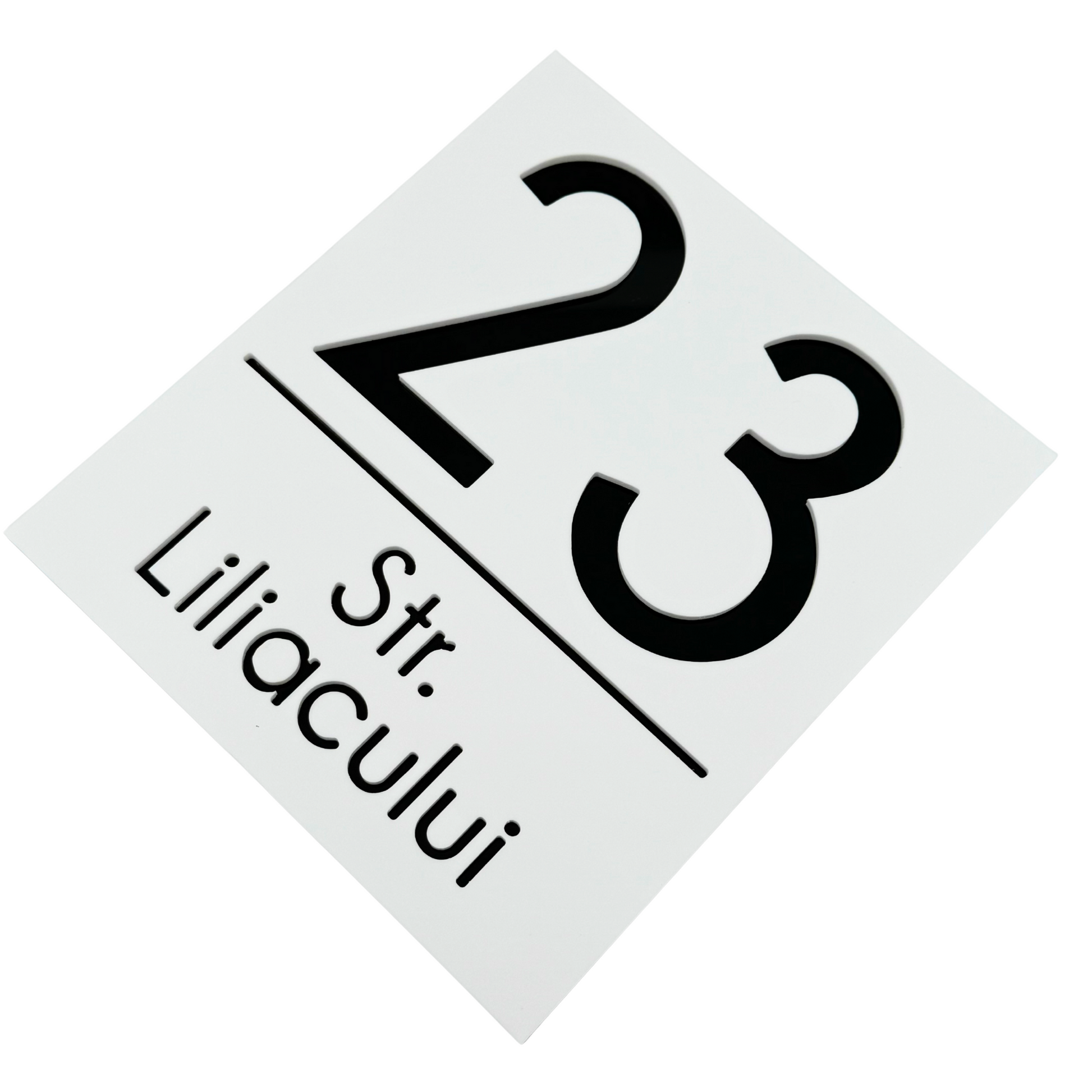 PREMIUM HOUSE NUMBER - White Satin Glossy Black - 18×16 cm