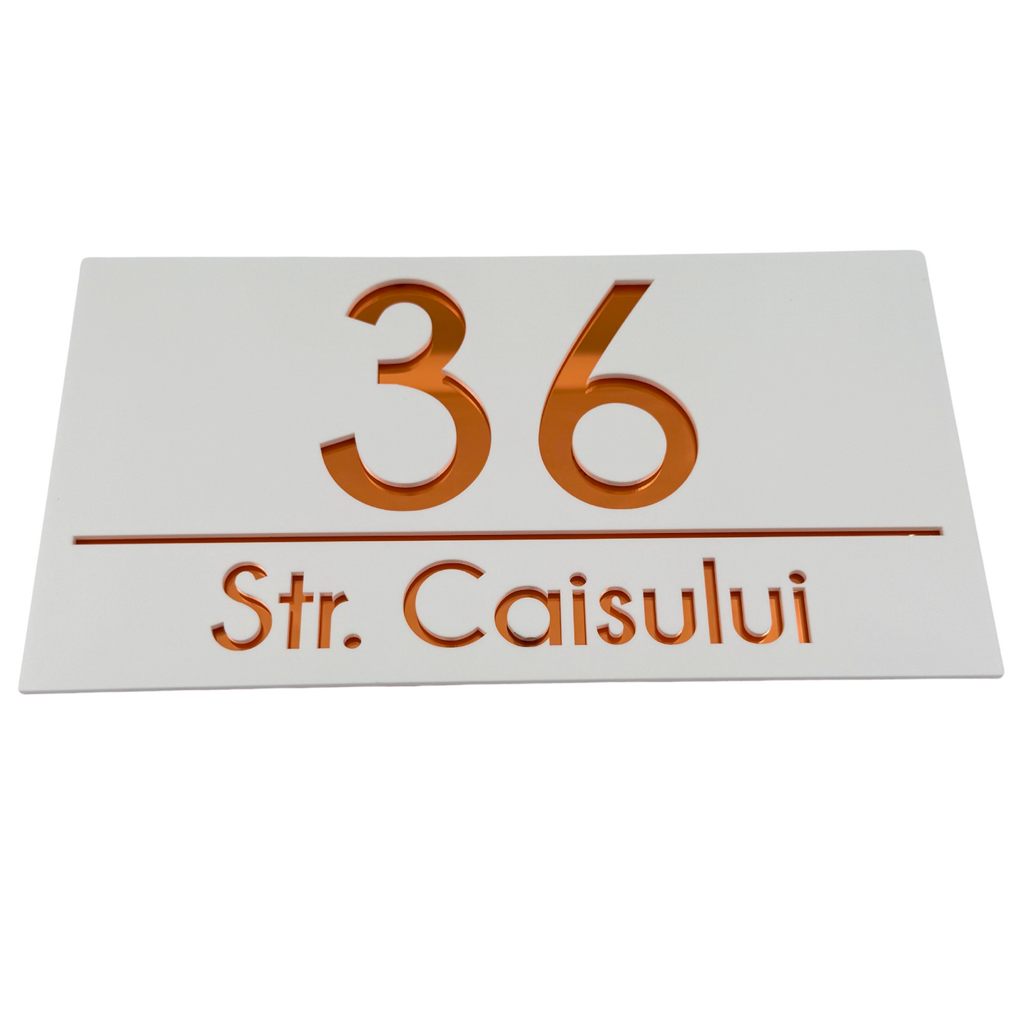 PREMIUM HOUSE NUMBER - White Satin Copper Mirror - 28×15 cm