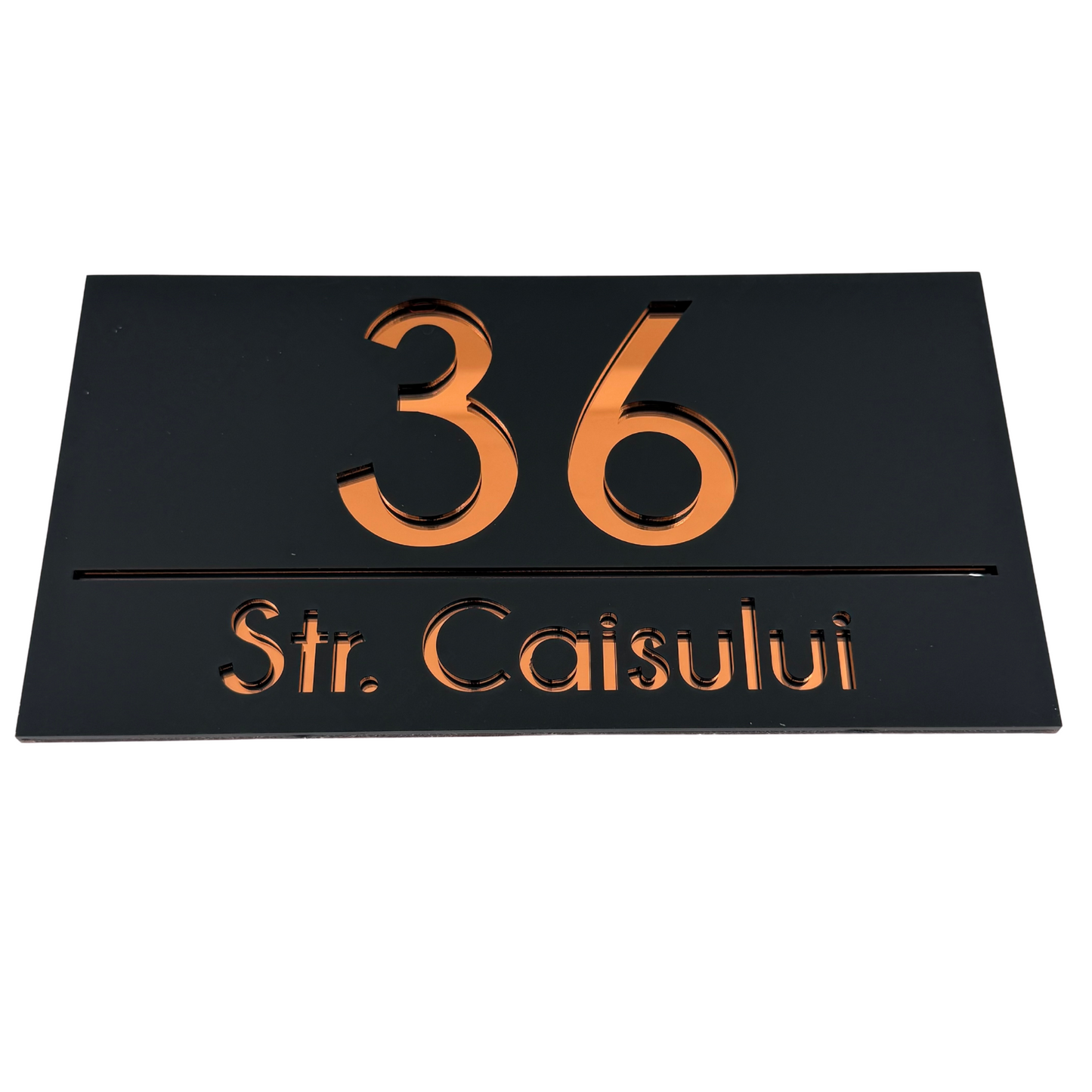 PREMIUM HOUSE NUMBER - Satin Black Copper Mirror - 28×15 cm