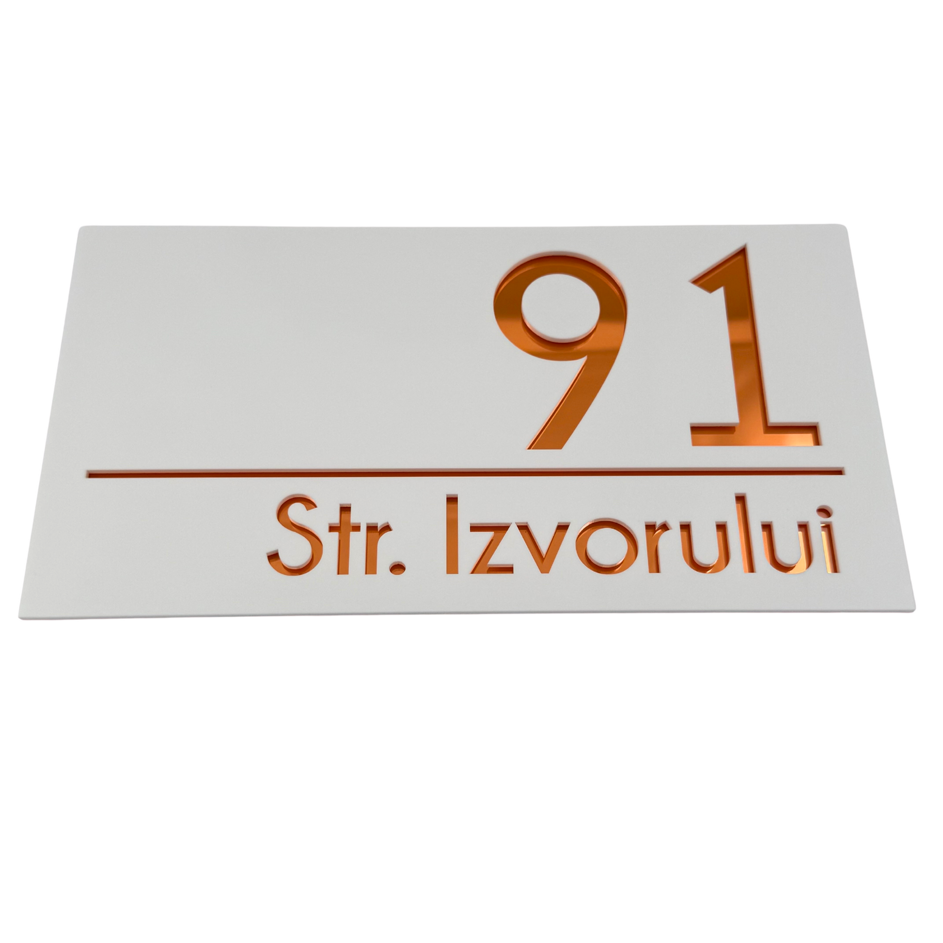 PREMIUM HOUSE NUMBER - White Satin Copper Mirror - 28×15 cm