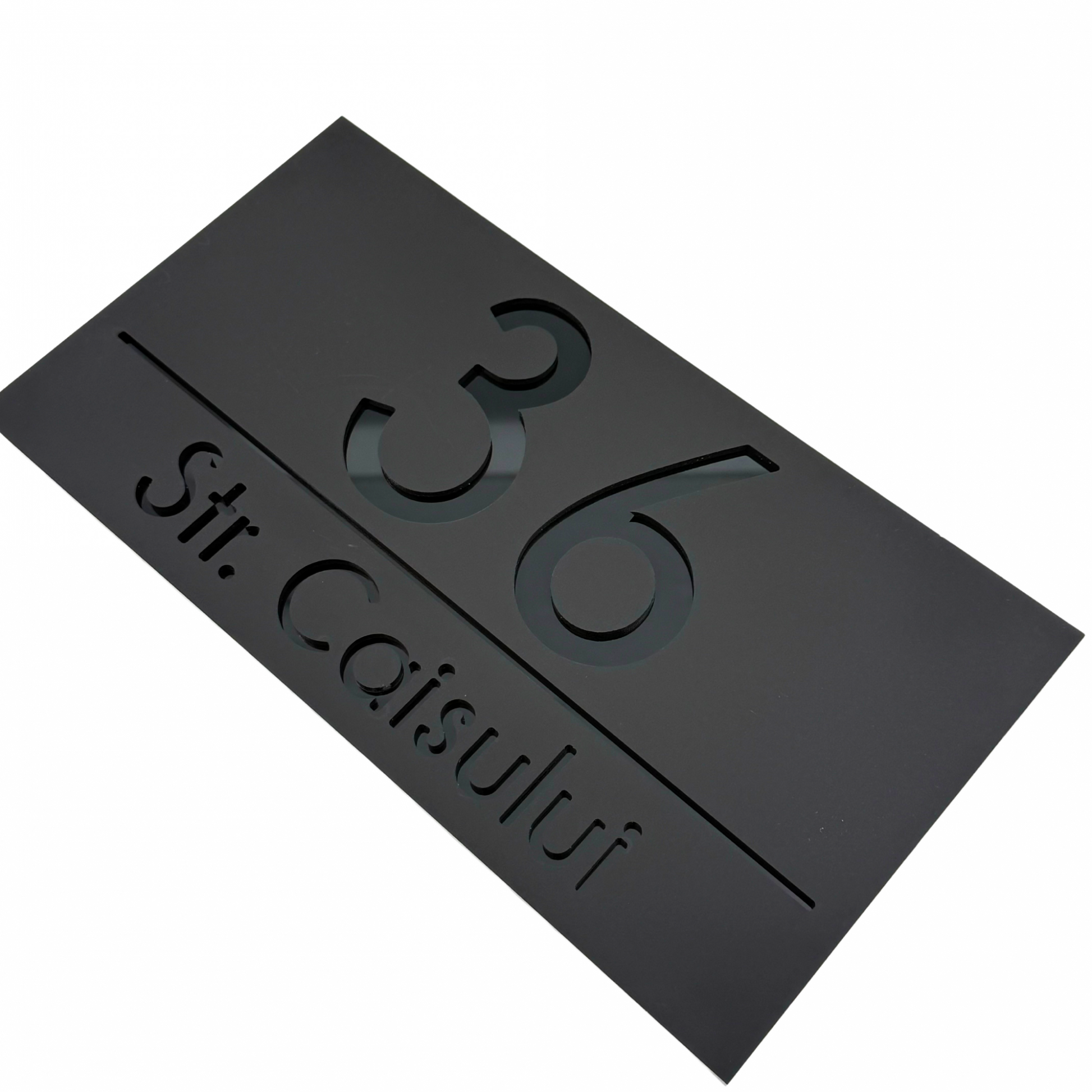 PREMIUM HOUSE NUMBER - Satin Black Glossy Black - 28×15 cm