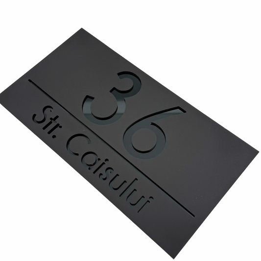 PREMIUM HOUSE NUMBER - Satin Black Glossy Black - 28×15 cm