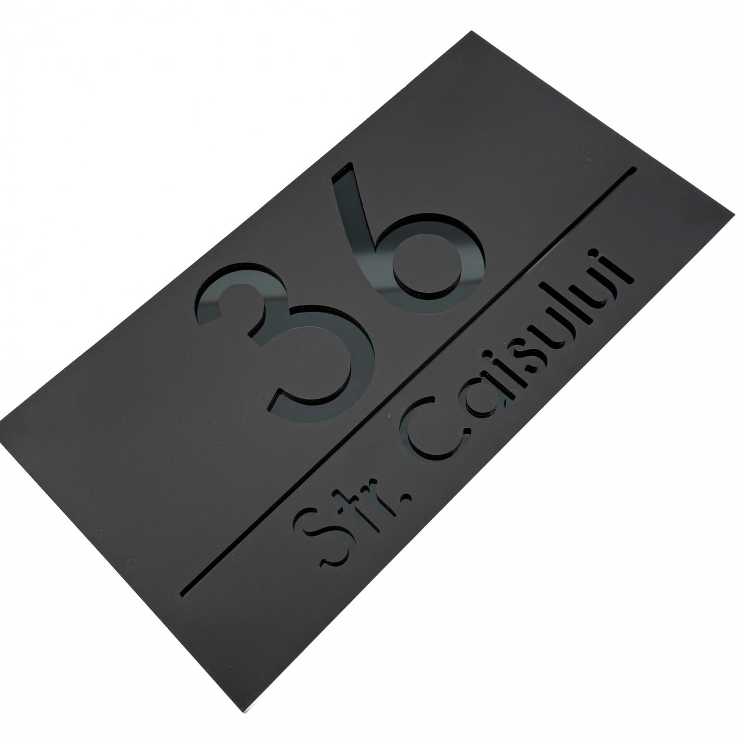 PREMIUM HOUSE NUMBER - Satin Black Glossy Black - 28×15 cm