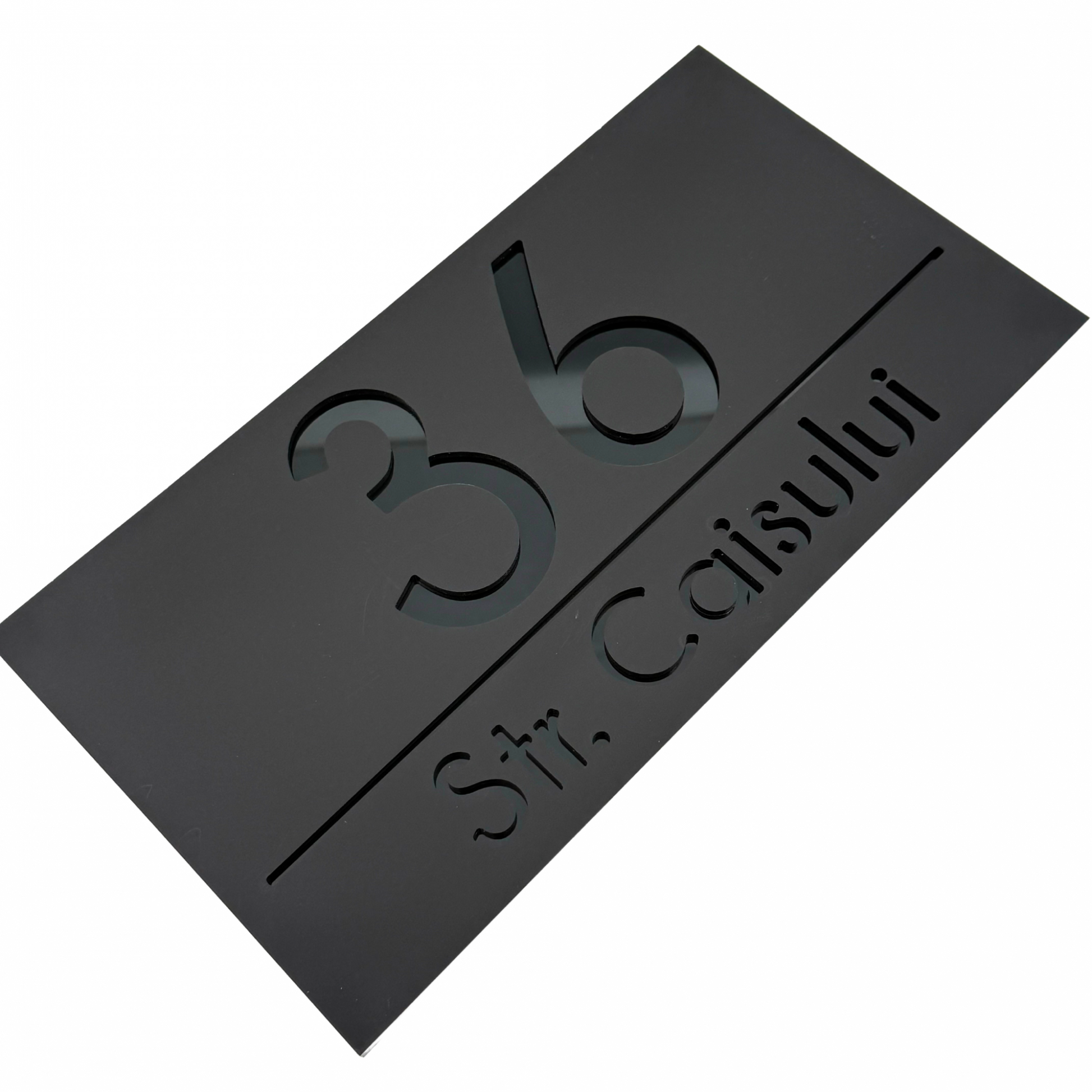 PREMIUM HOUSE NUMBER - Satin Black Glossy Black - 28×15 cm