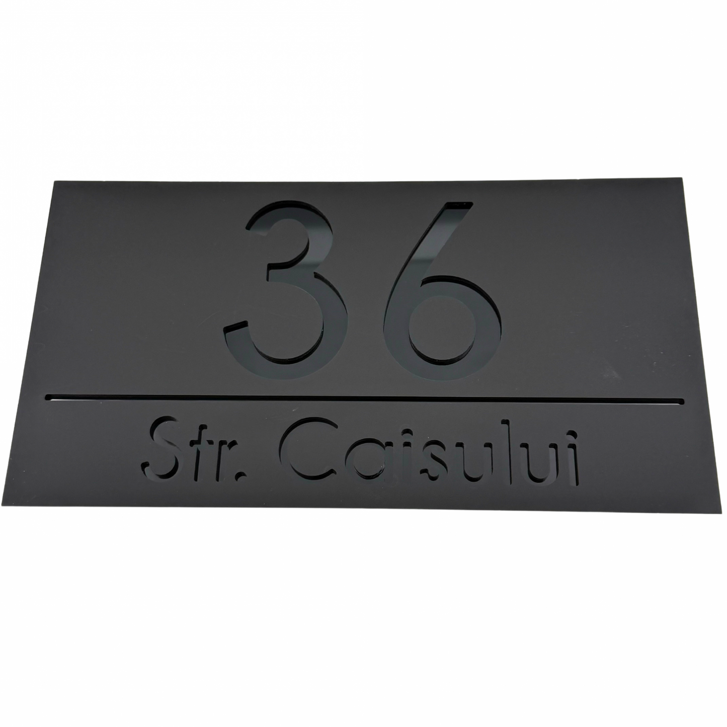 PREMIUM HOUSE NUMBER - Satin Black Glossy Black - 28×15 cm