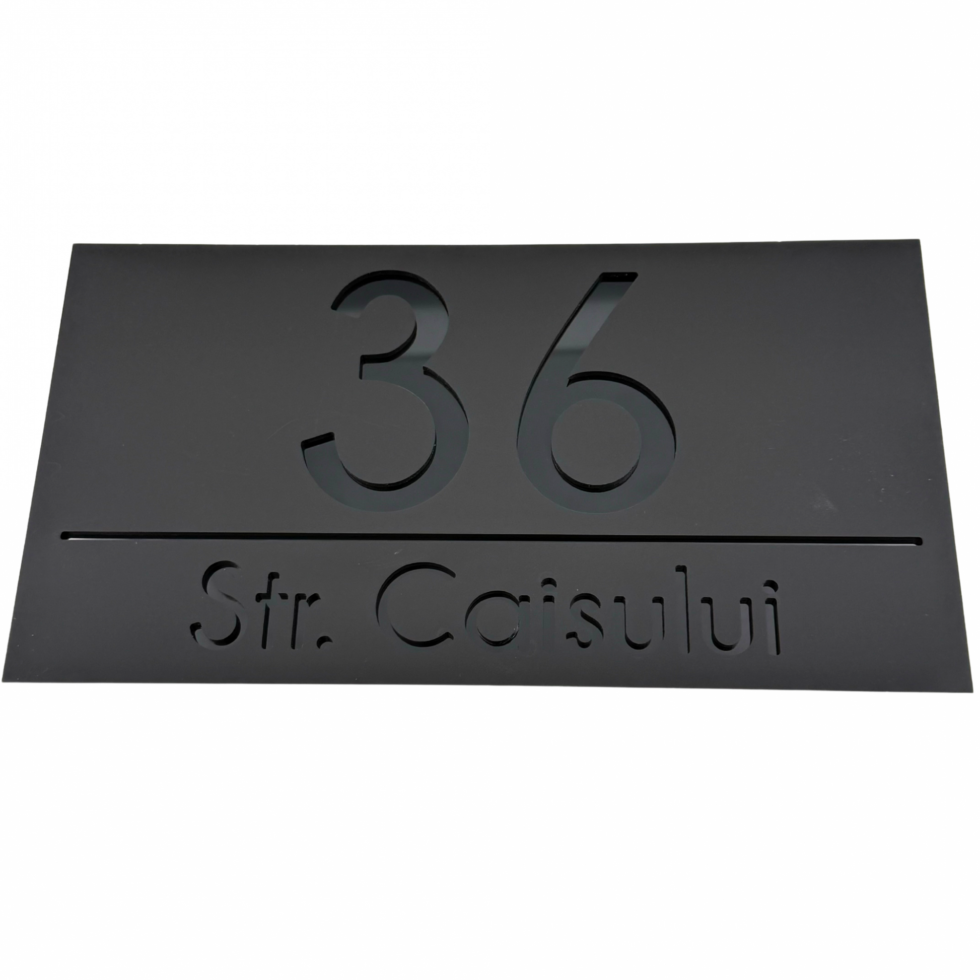 PREMIUM HOUSE NUMBER - Satin Black Glossy Black - 28×15 cm