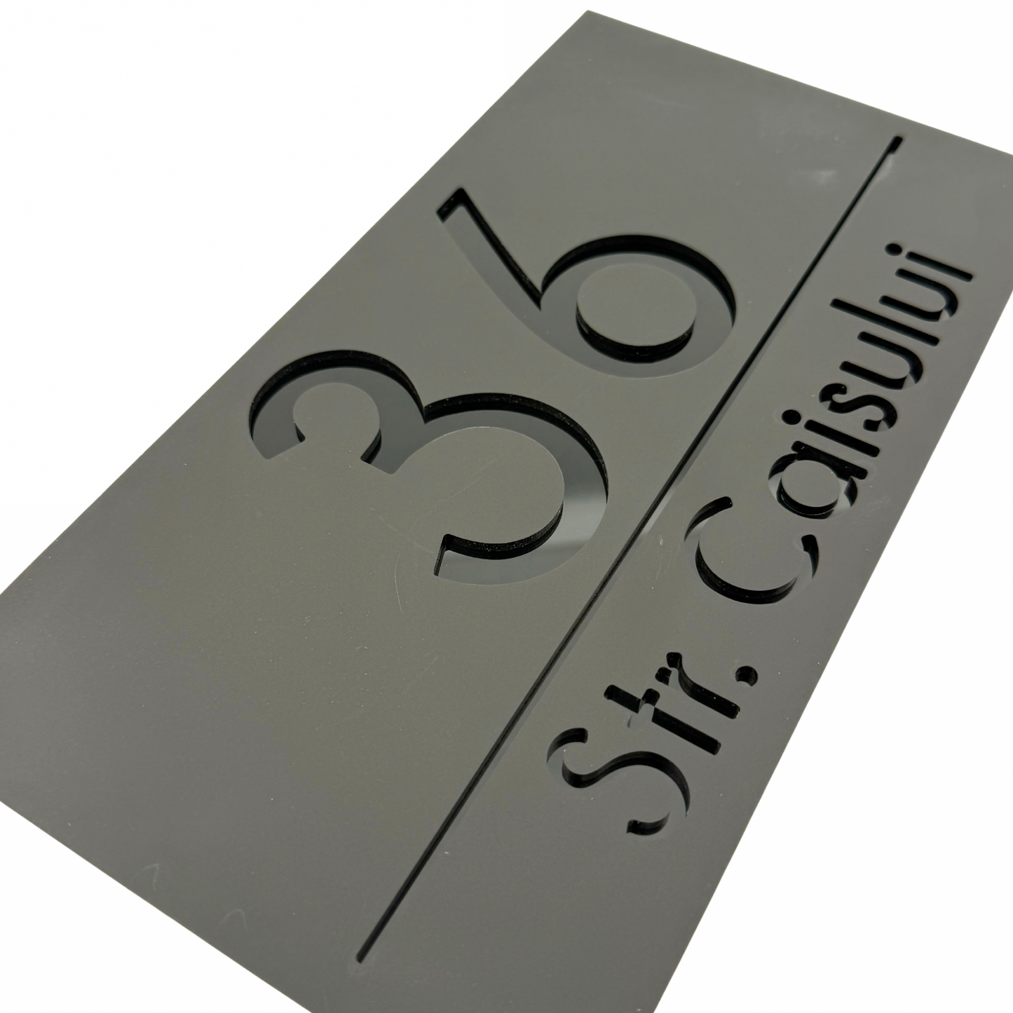 PREMIUM HOUSE NUMBER - Satin Black Glossy Black - 28×15 cm
