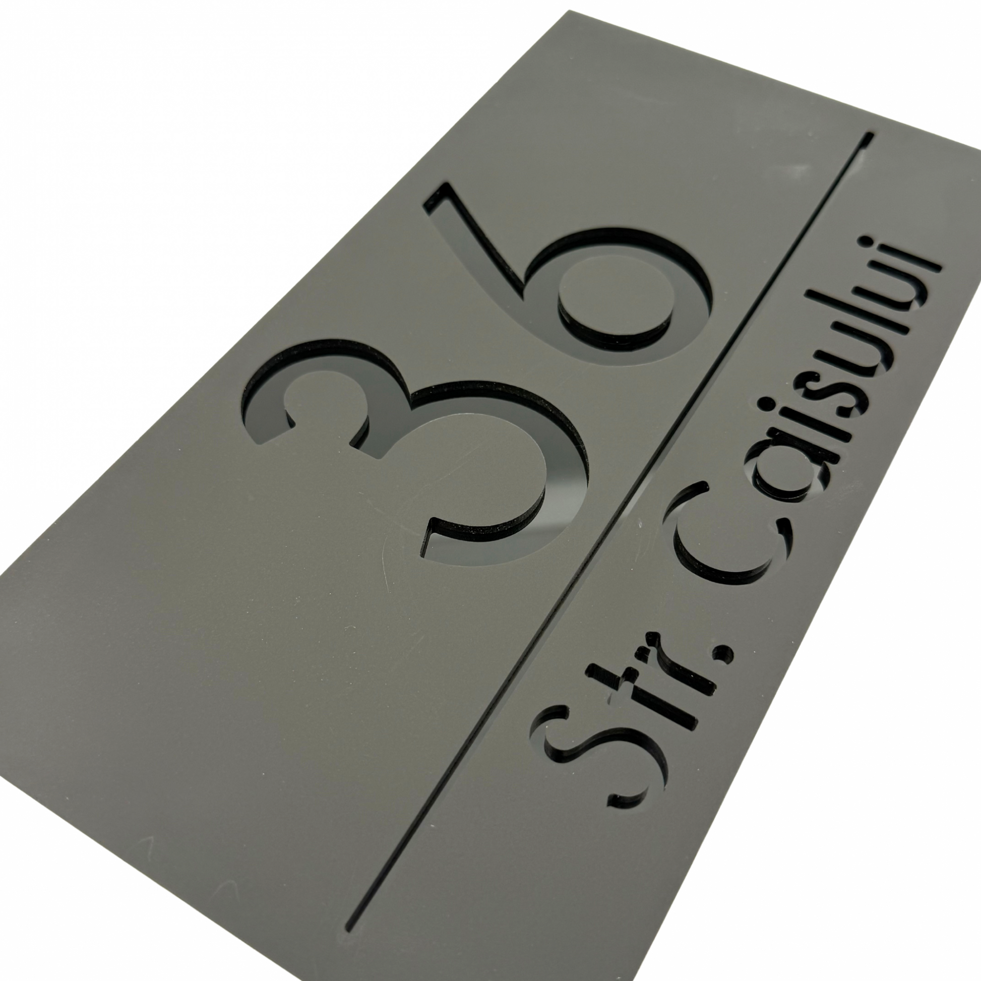 PREMIUM HOUSE NUMBER - Satin Black Glossy Black - 28×15 cm