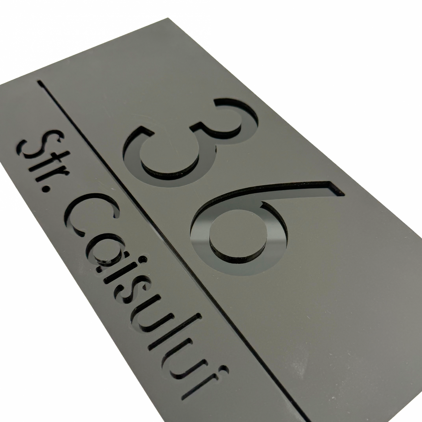 PREMIUM HOUSE NUMBER - Satin Black Glossy Black - 28×15 cm
