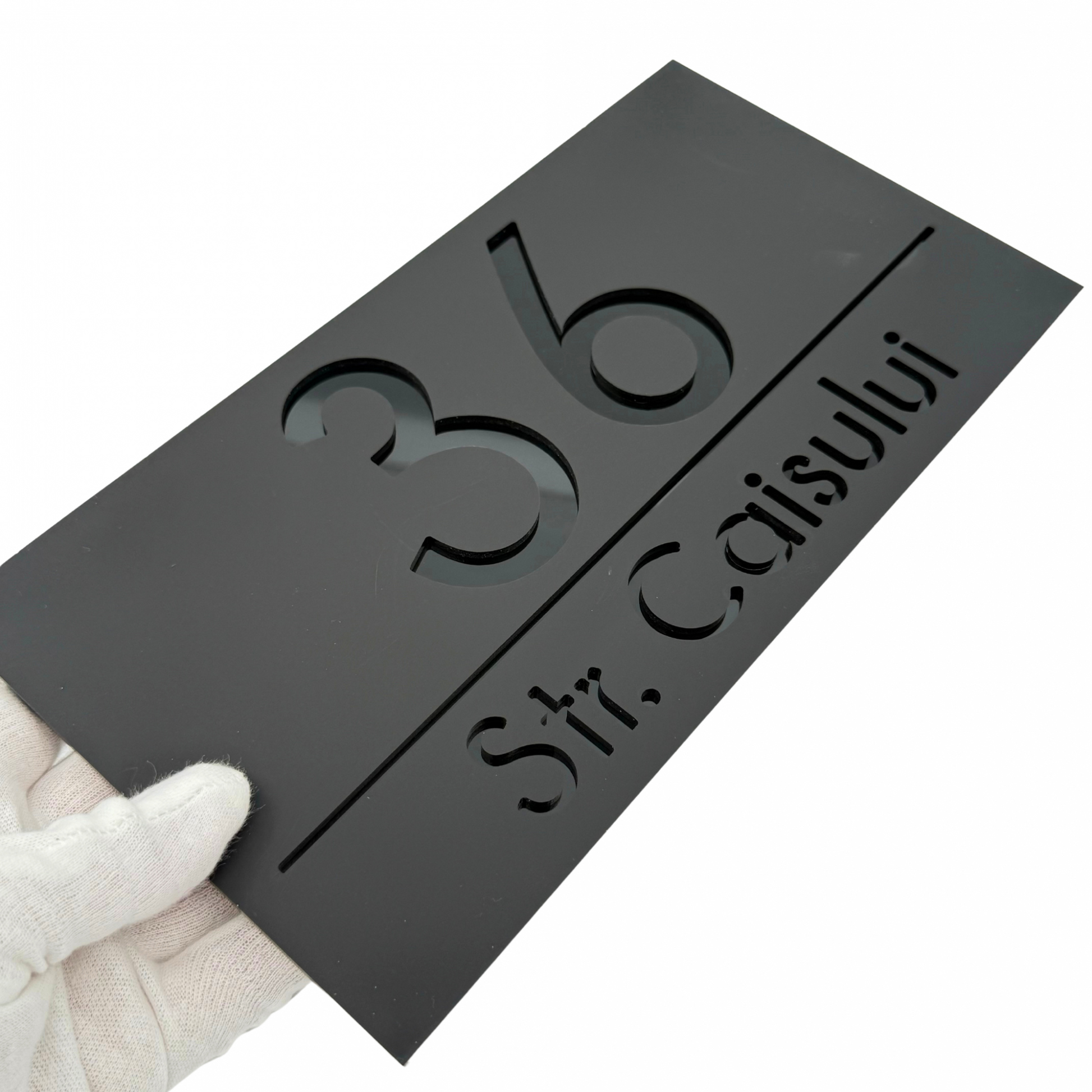 PREMIUM HOUSE NUMBER - Satin Black Glossy Black - 28×15 cm