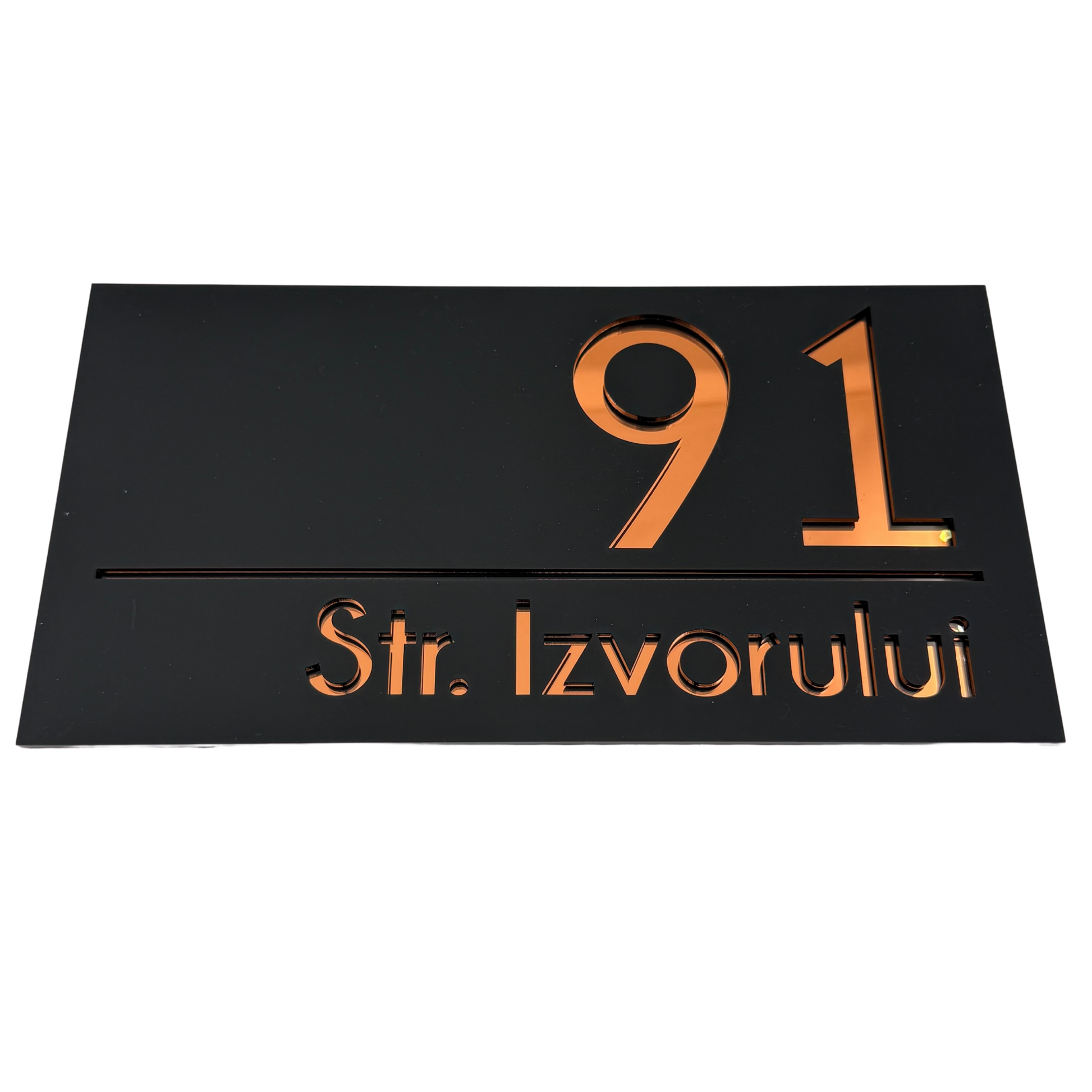 PREMIUM HOUSE NUMBER - Satin Black Copper Mirror - 28×15 cm