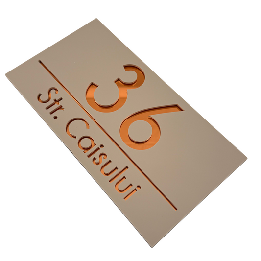 PREMIUM HOUSE NUMBER - Cream colour Satin Copper Mirror - 28×15 cm