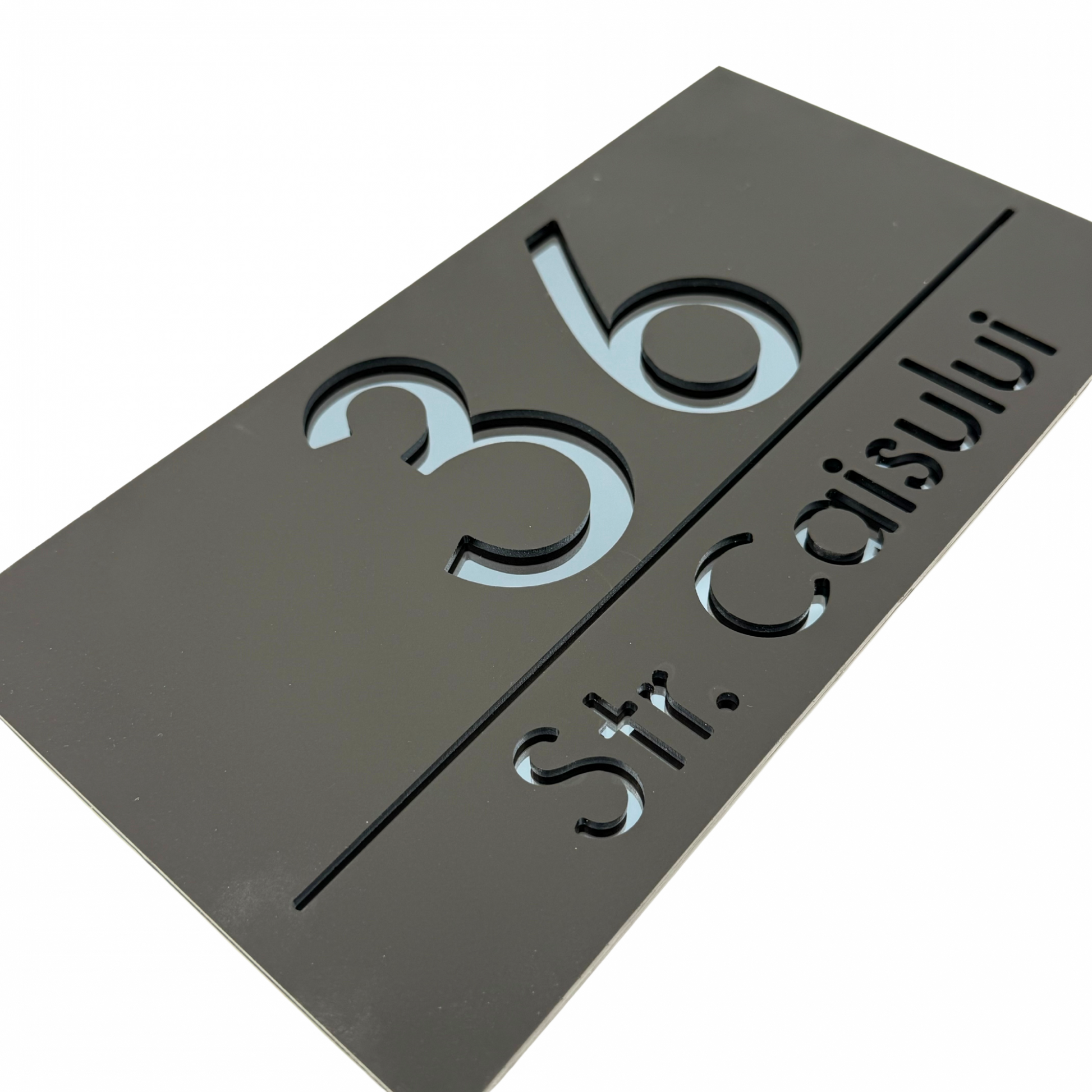 PREMIUM HOUSE NUMBER - Satin Black Anthracite Grey Mirror - 28×15 cm