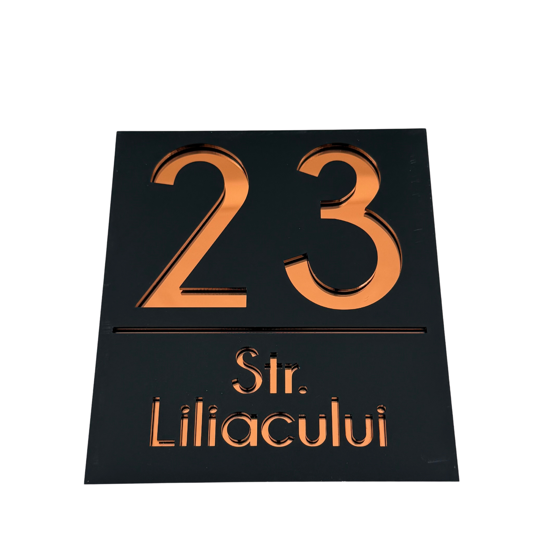 PREMIUM HOUSE NUMBER - Satin Black Copper Mirror - 18×16 cm