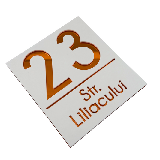 PREMIUM HOUSE NUMBER - White Satin Copper Mirror - 18×16 cm