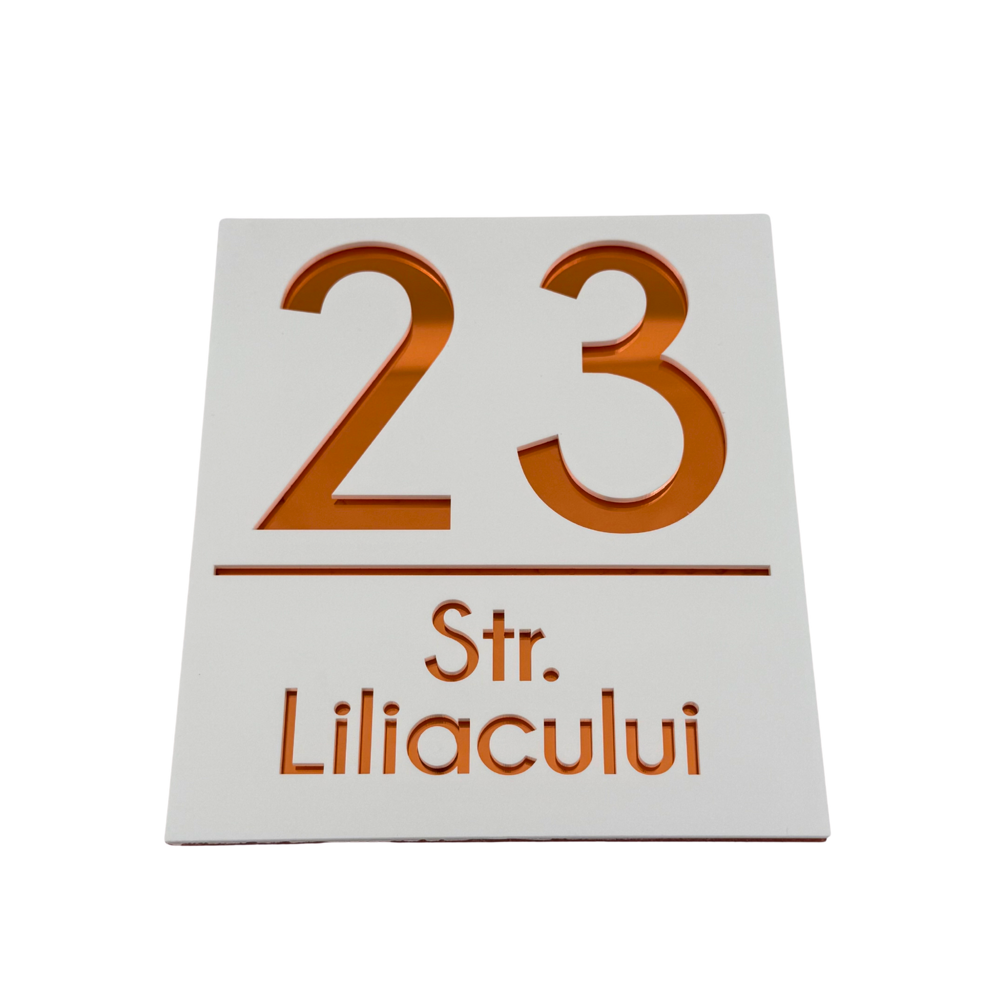 PREMIUM HOUSE NUMBER - White Satin Copper Mirror - 18×16 cm