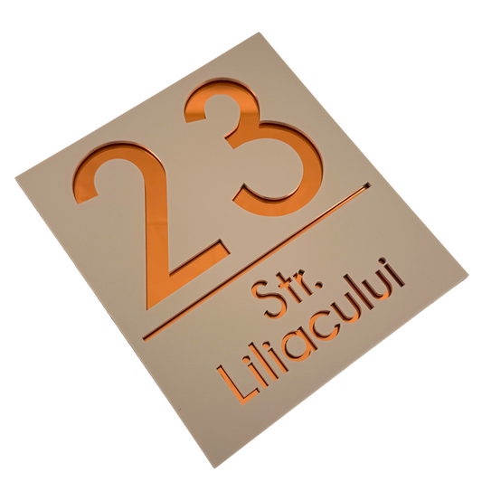 PREMIUM HOUSE NUMBER - Cream colour Satin Copper Mirror - 18×16 cm